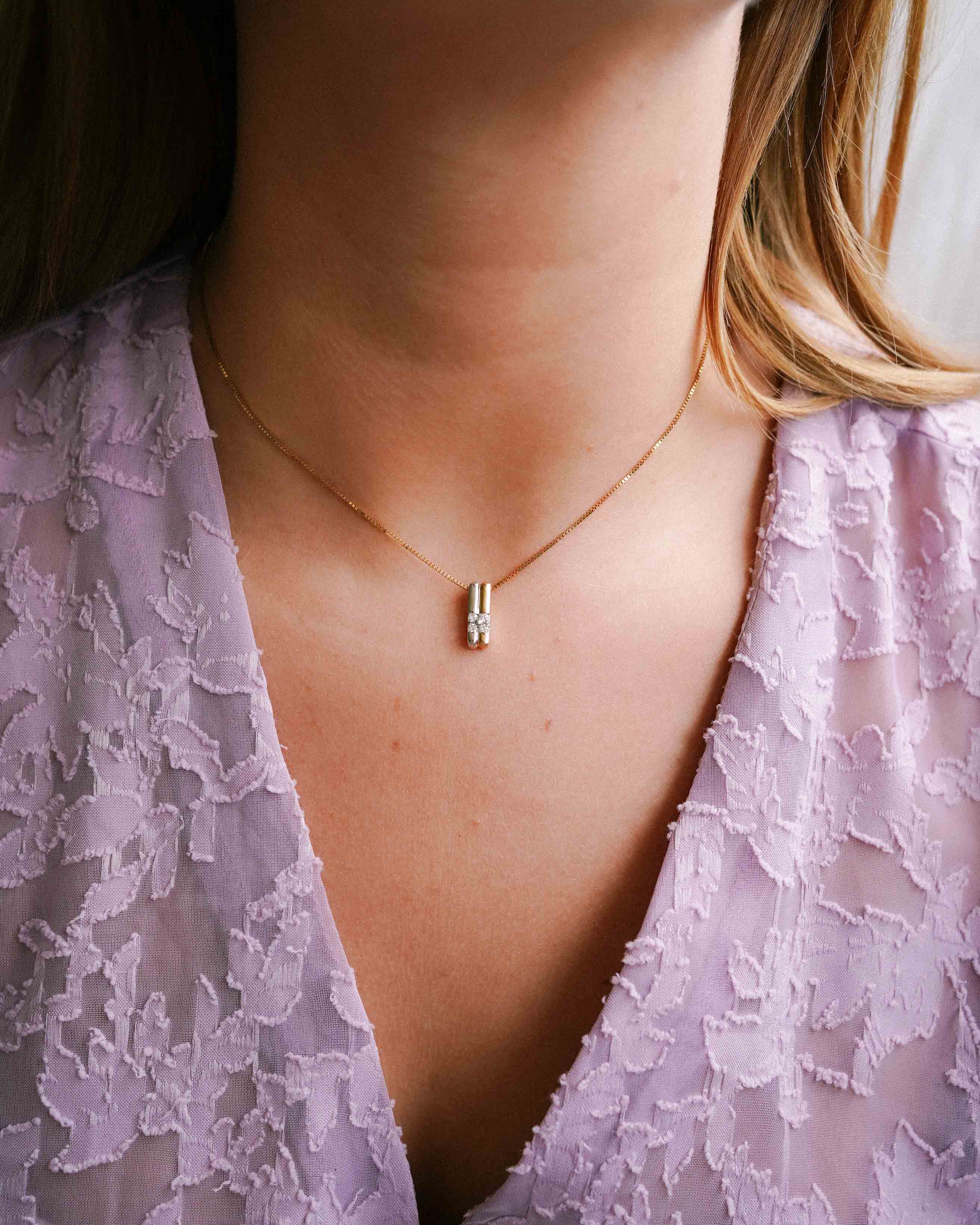 Vivienne | 14K White & Yellow Gold Diamonds (0.17ct) Pendant