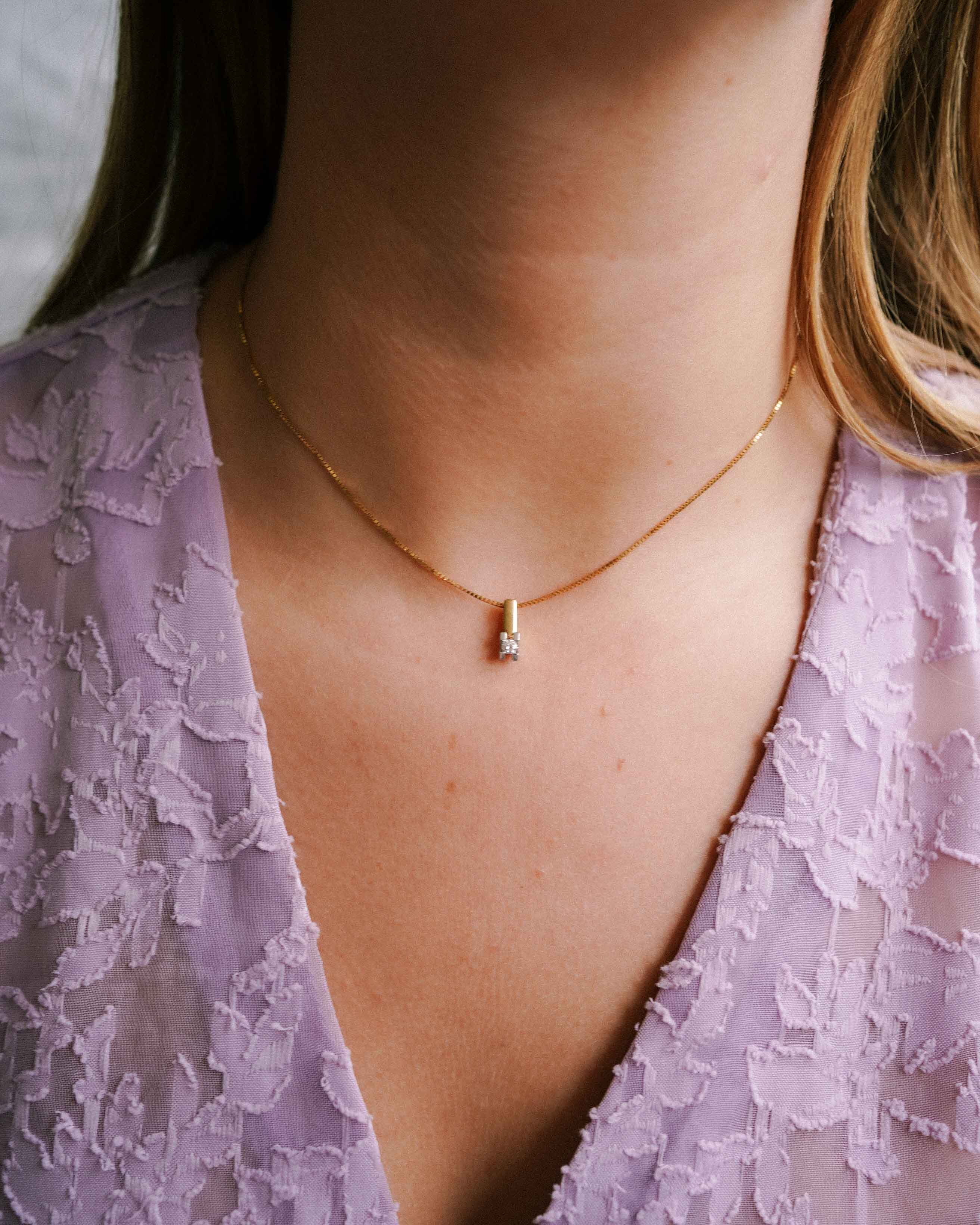 Liora | 14K White & Yellow Gold Diamonds (0.1ct) Pendant
