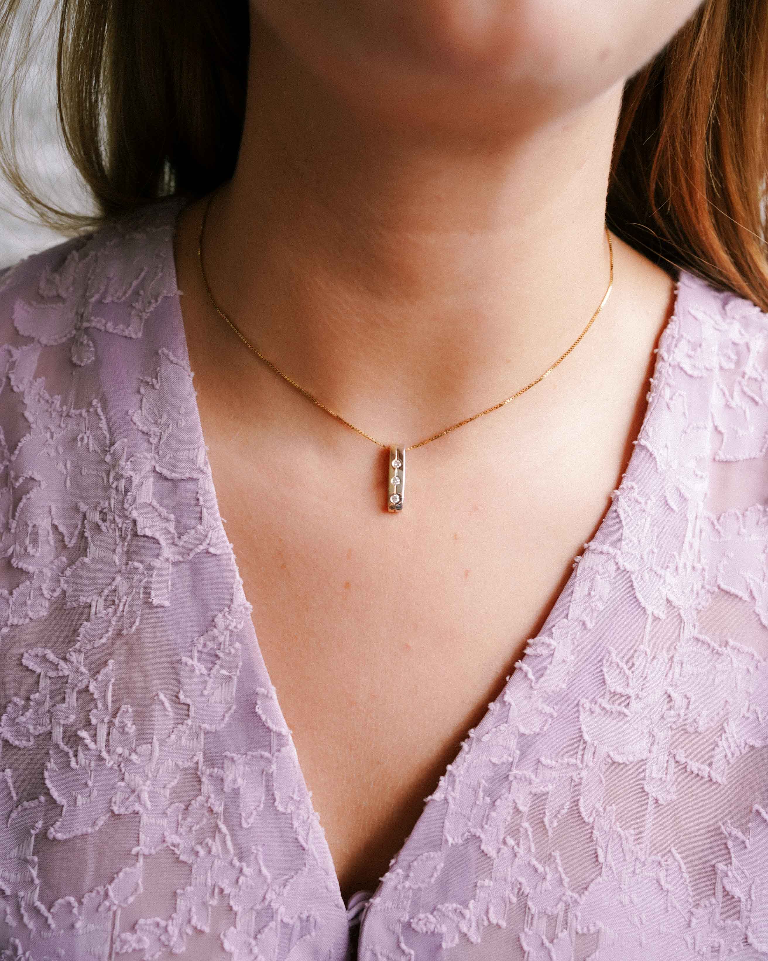 Nerina | 14K White & Yellow Gold Diamonds (0.09ct) Pendant
