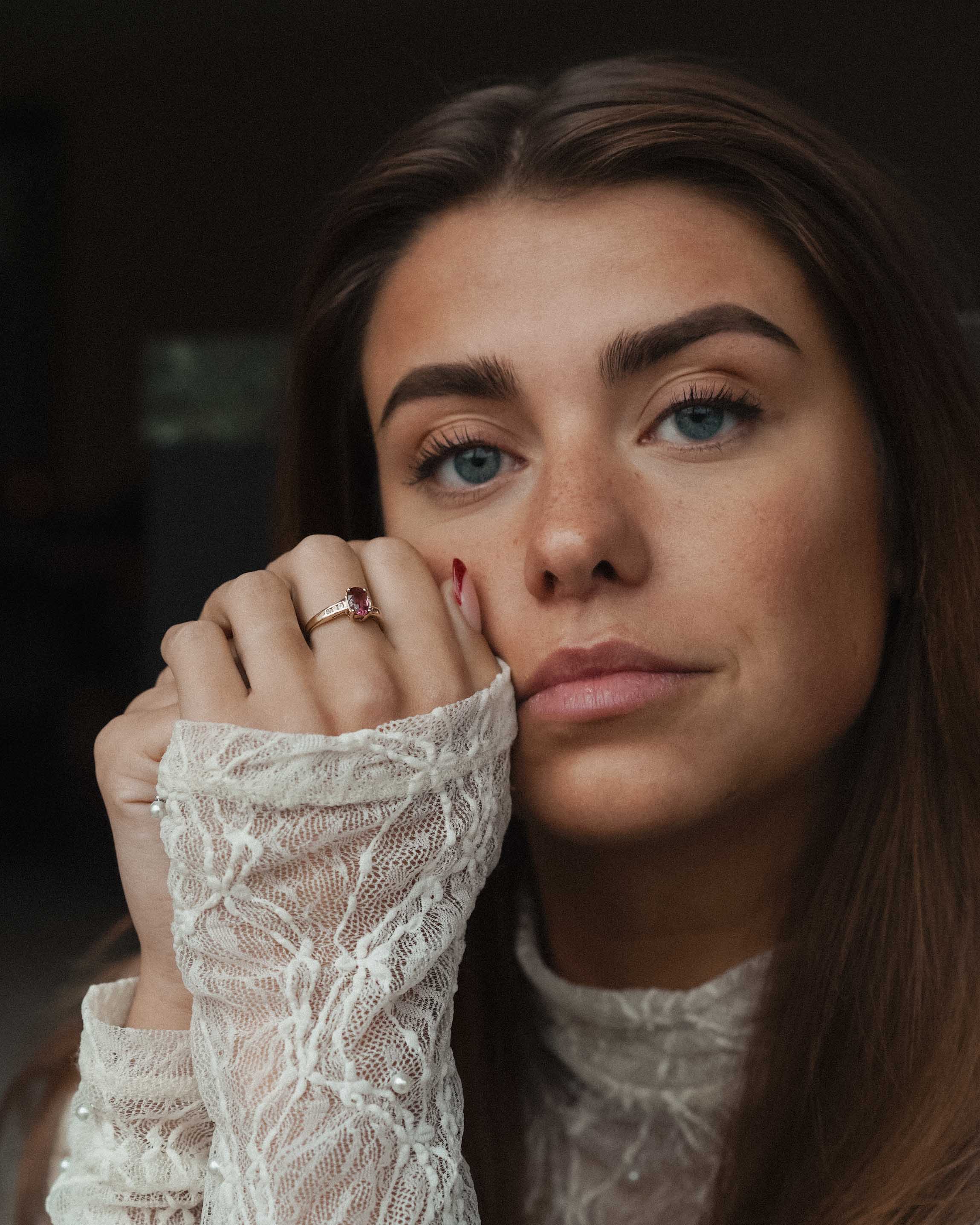 Mira | Vintage Topaz & White Sapphire Solitaire Ring