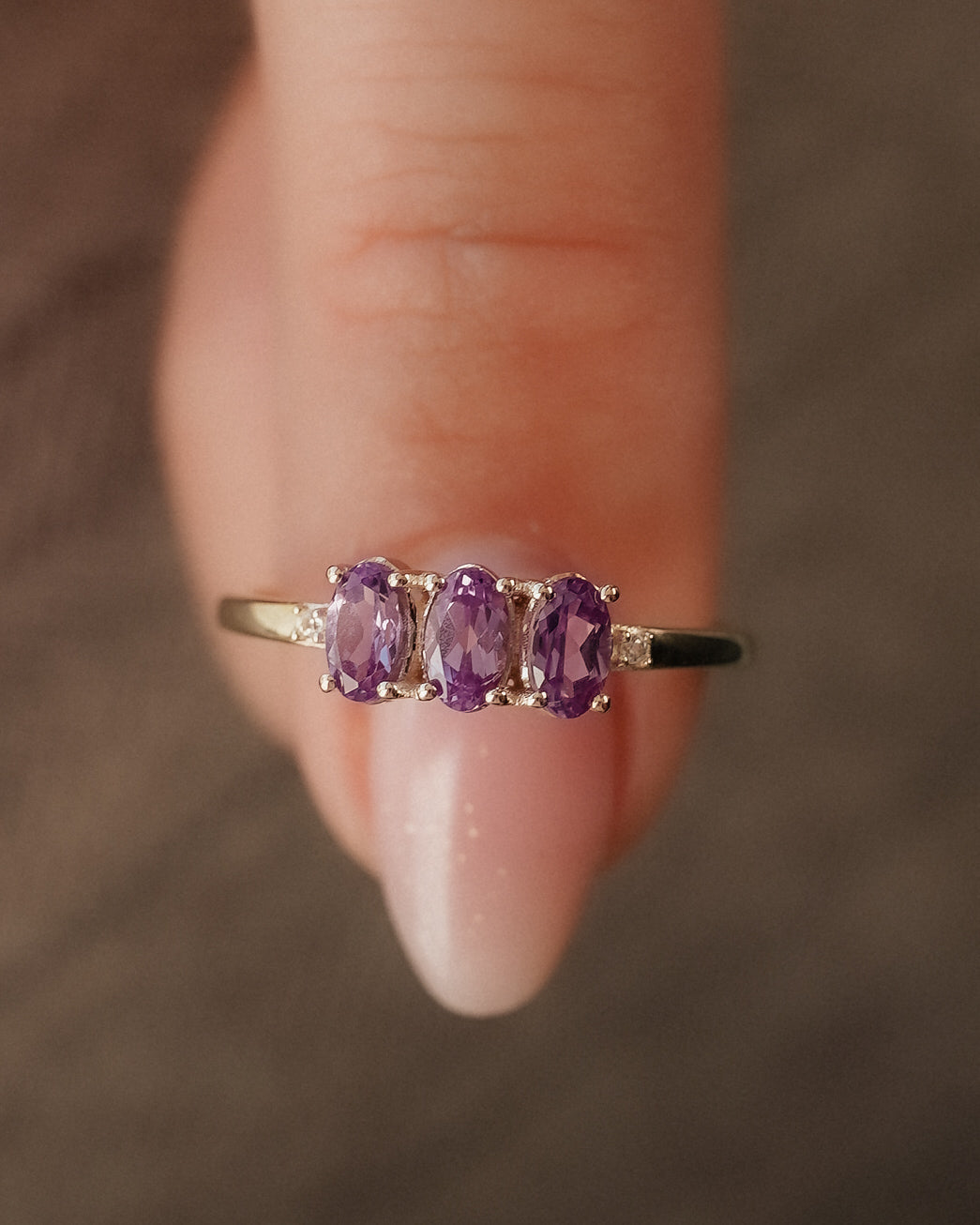 Julie | Triple Amethist & Diamant Ring