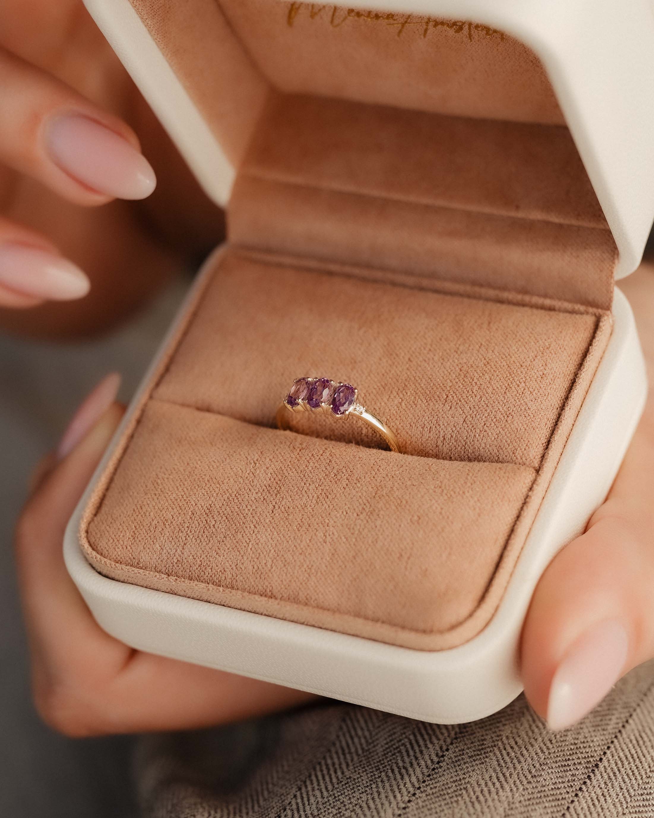 Julie | Triple Amethist & Diamant Ring