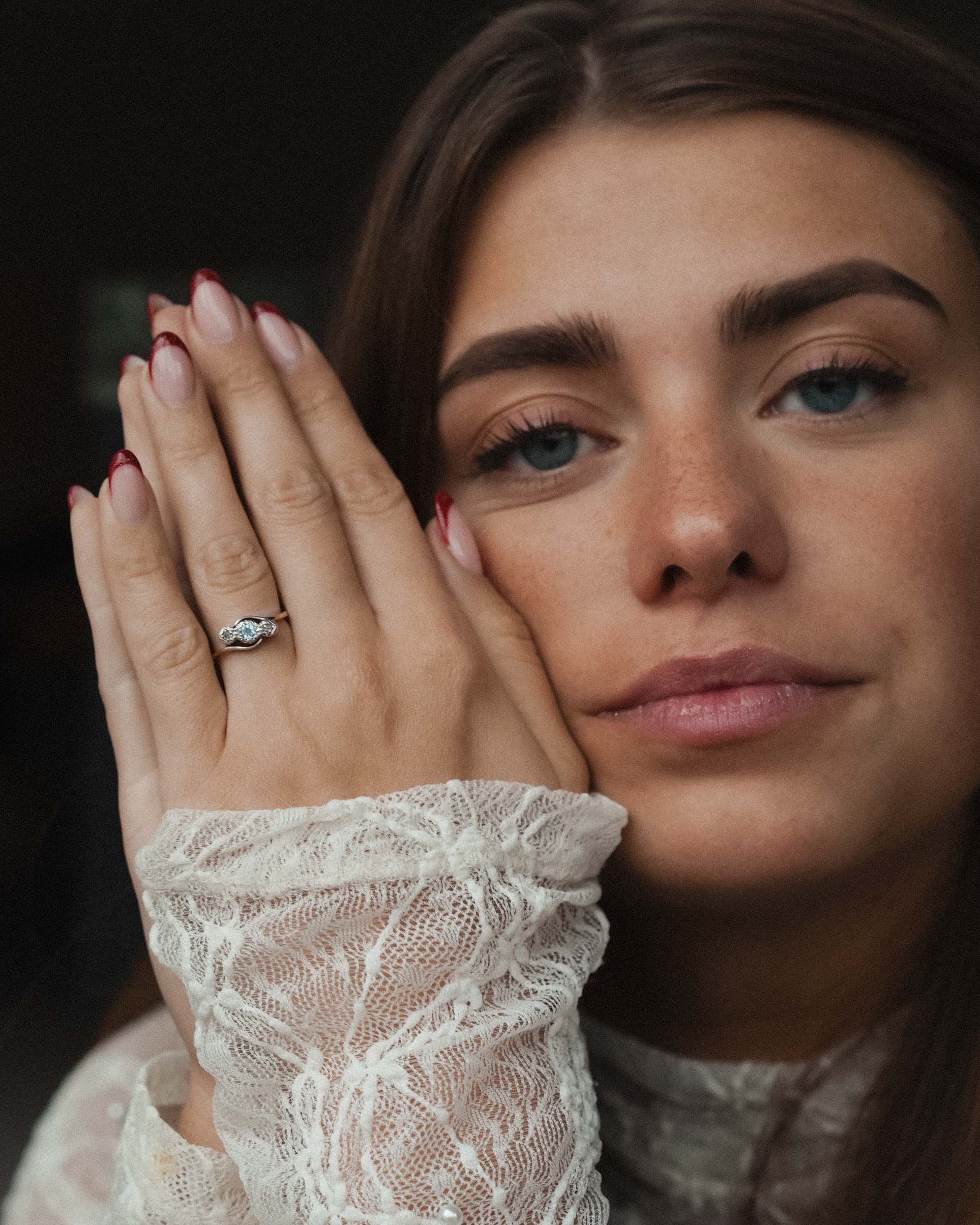 Talyssa | Vintage Topaz and Diamond Solitaire Ring