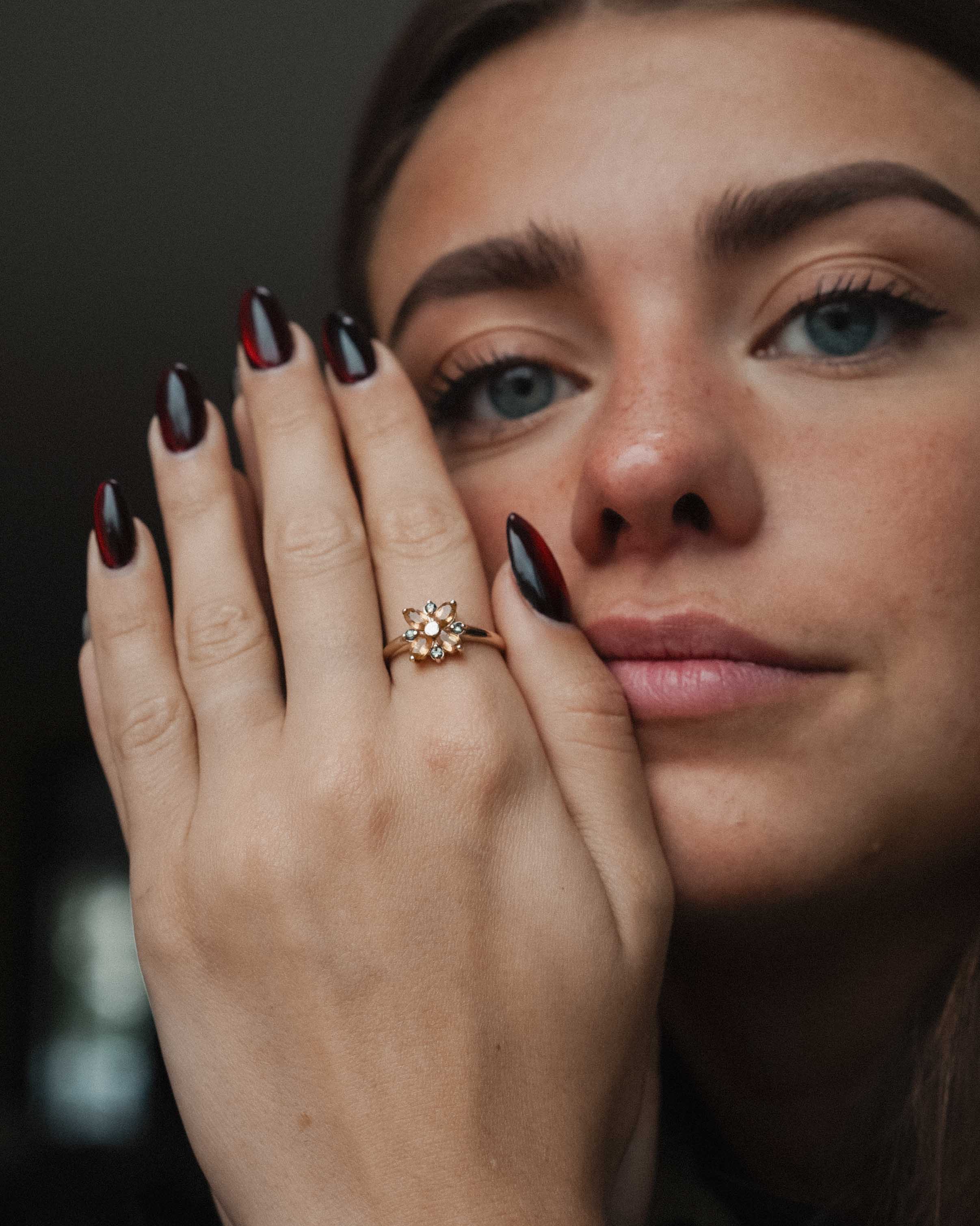 Safyra | Vintage Groene & Gele Saffier Cluster Ring