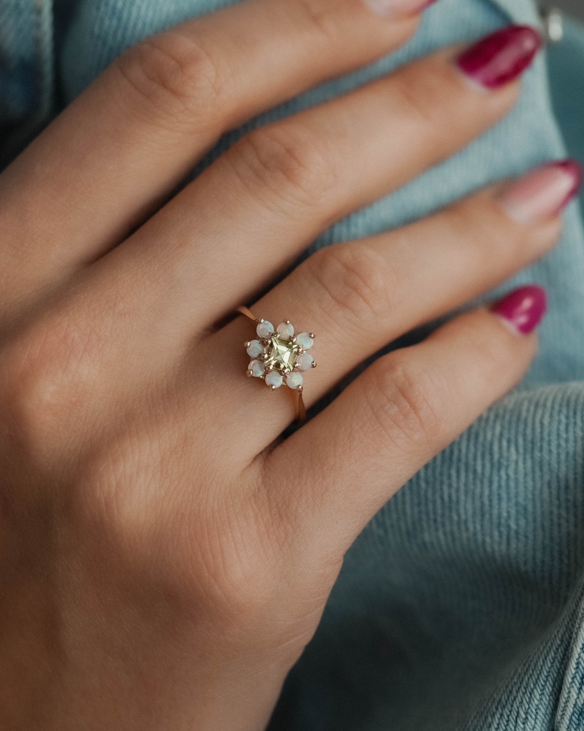 Ophelia | Vintage Peridoot & Opaal Cluster Ring