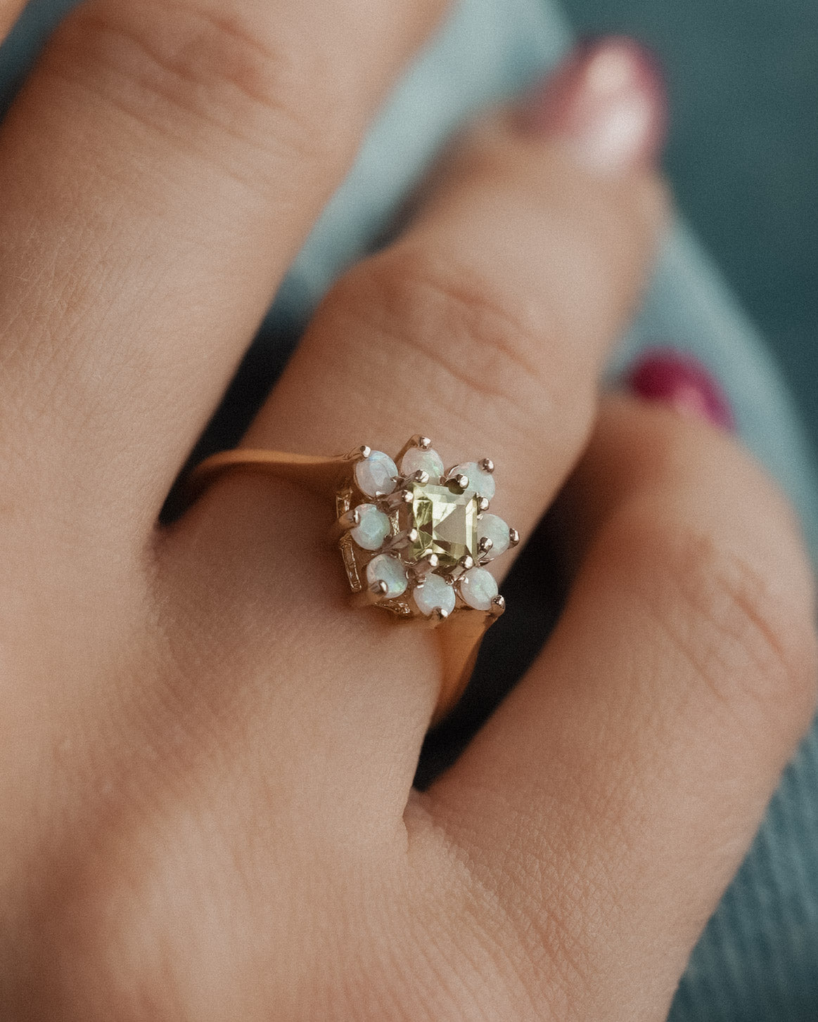 Ophelia | Vintage Peridoot & Opaal Cluster Ring