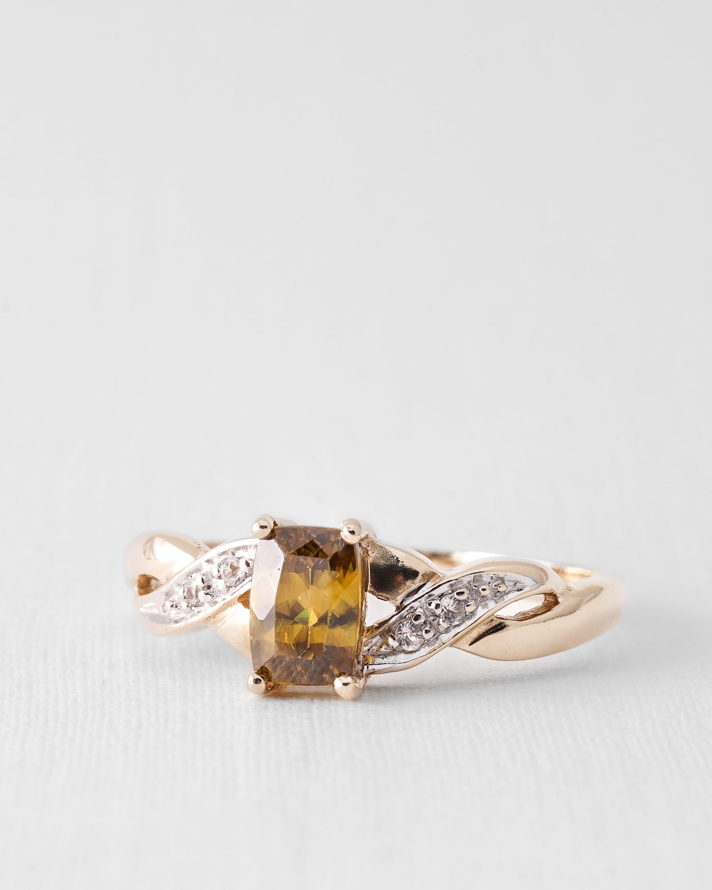 Sariel | Vintage Titanite and White Sapphire Solitaire Ring