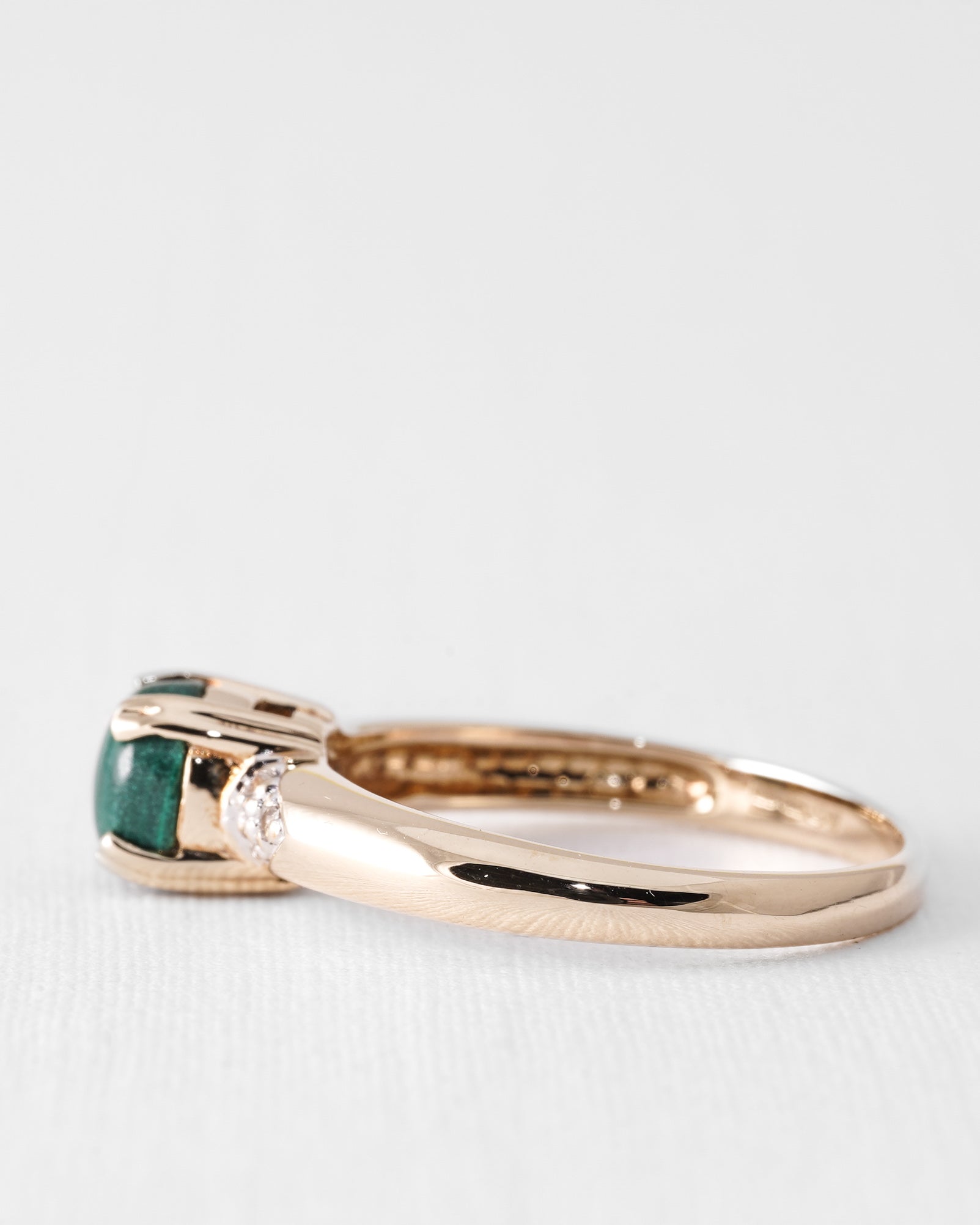 Malvera | Vintage Malachiet Solitaire & Diamant Details Ring