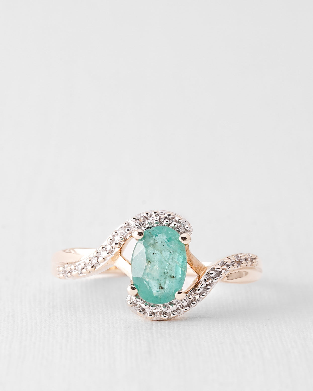 Evelune | Vintage Emerald & White Sapphire Solitaire Ring