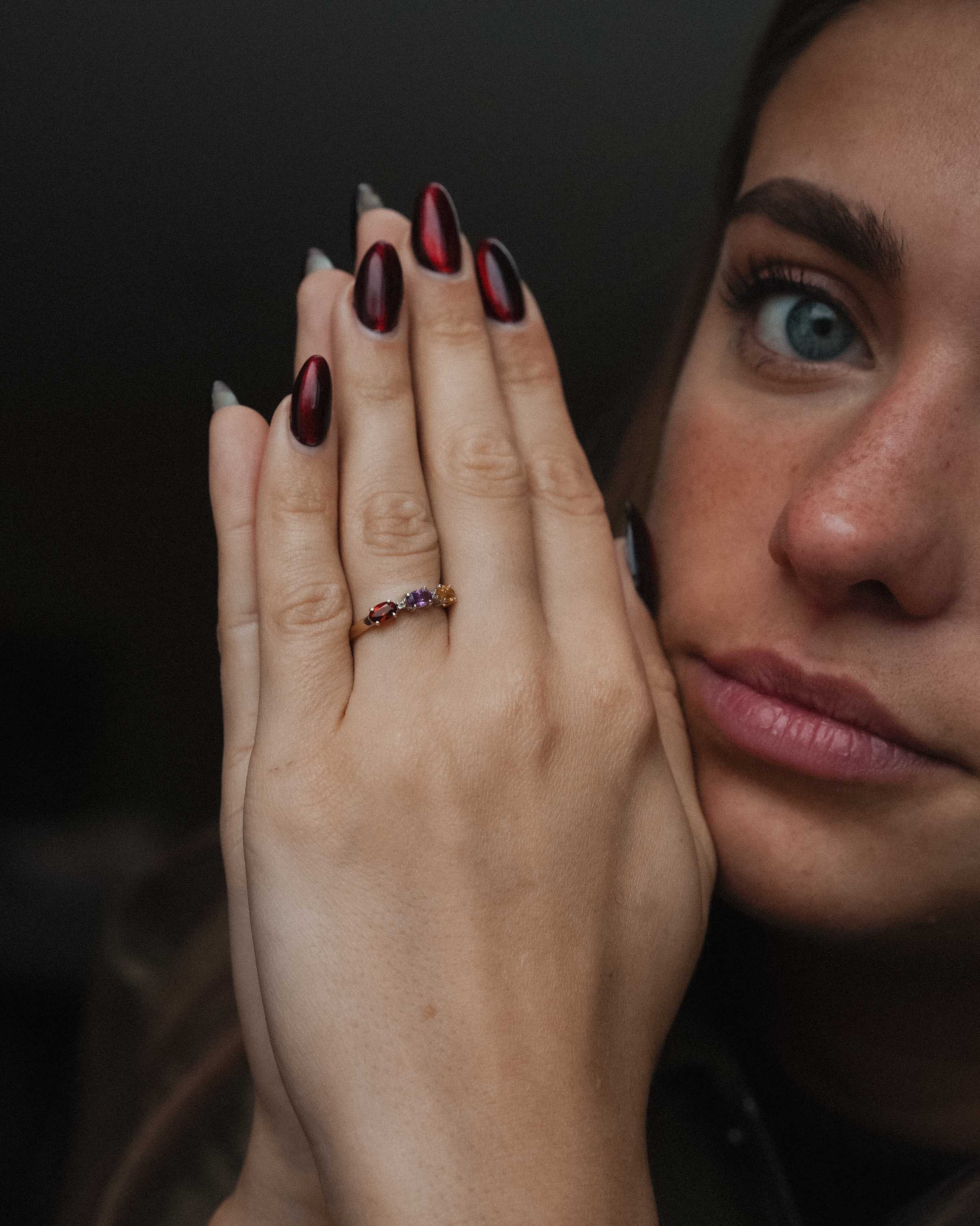 Multeya | Vintage Multigem & Diamant Three-Stone Ring