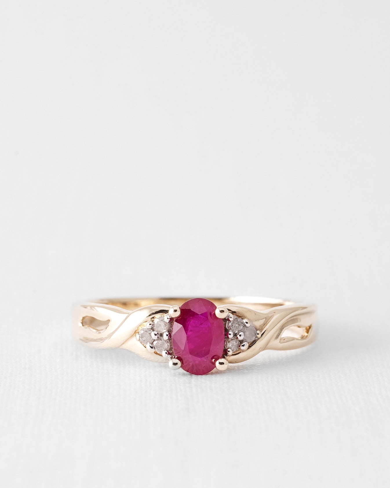 Loria | Vintage Ruby and Diamond Three-Stone Ring