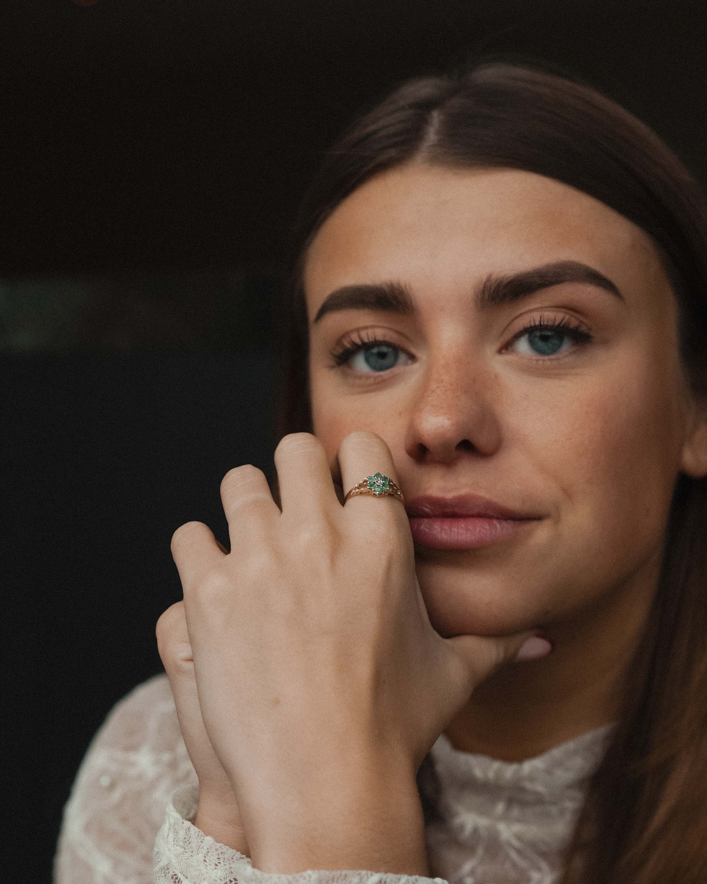 Emerelle | Vintage Emerald and Diamond Cluster Ring