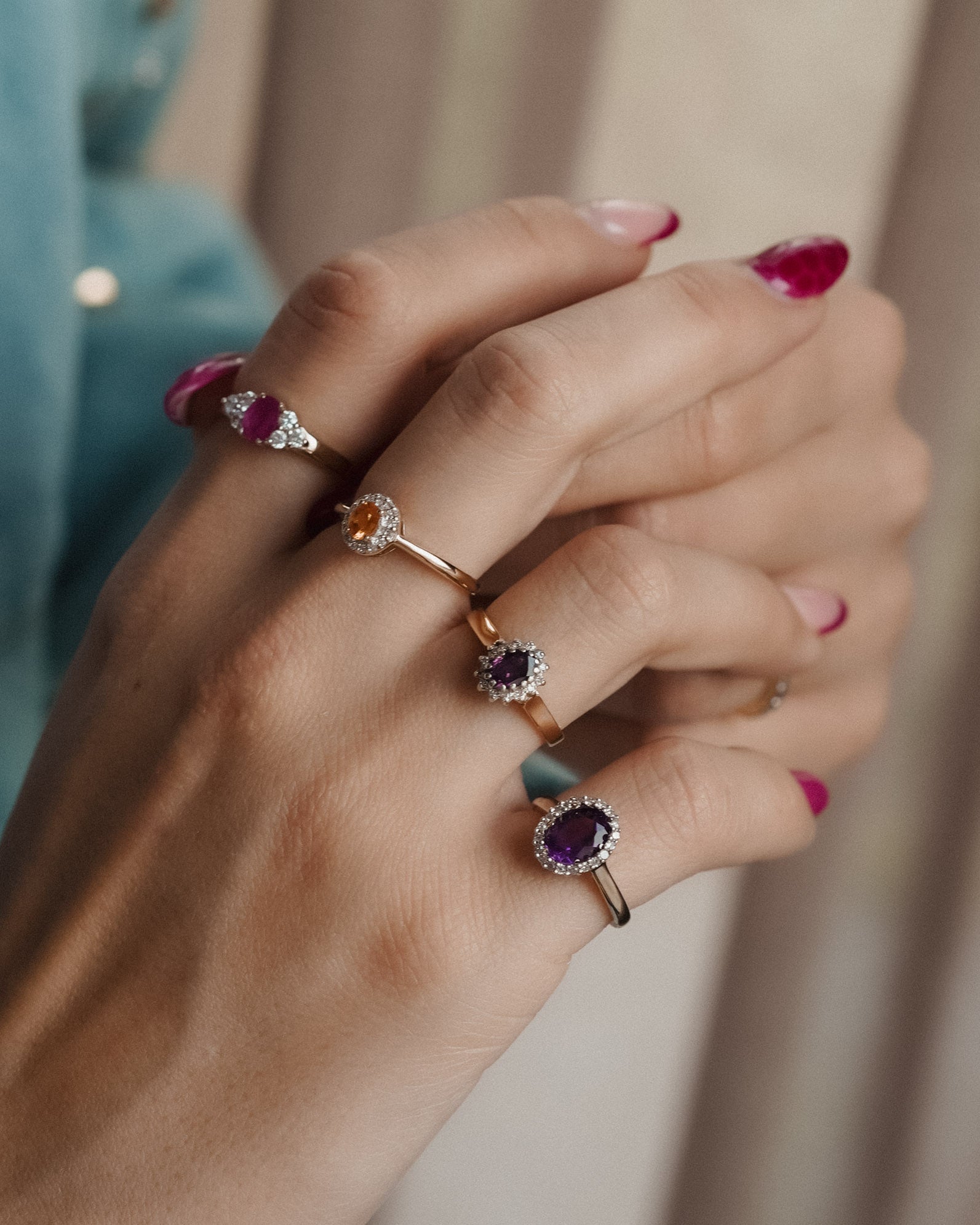 Arielle | Vintage Oranje & Witte Saffier Cluster Ring