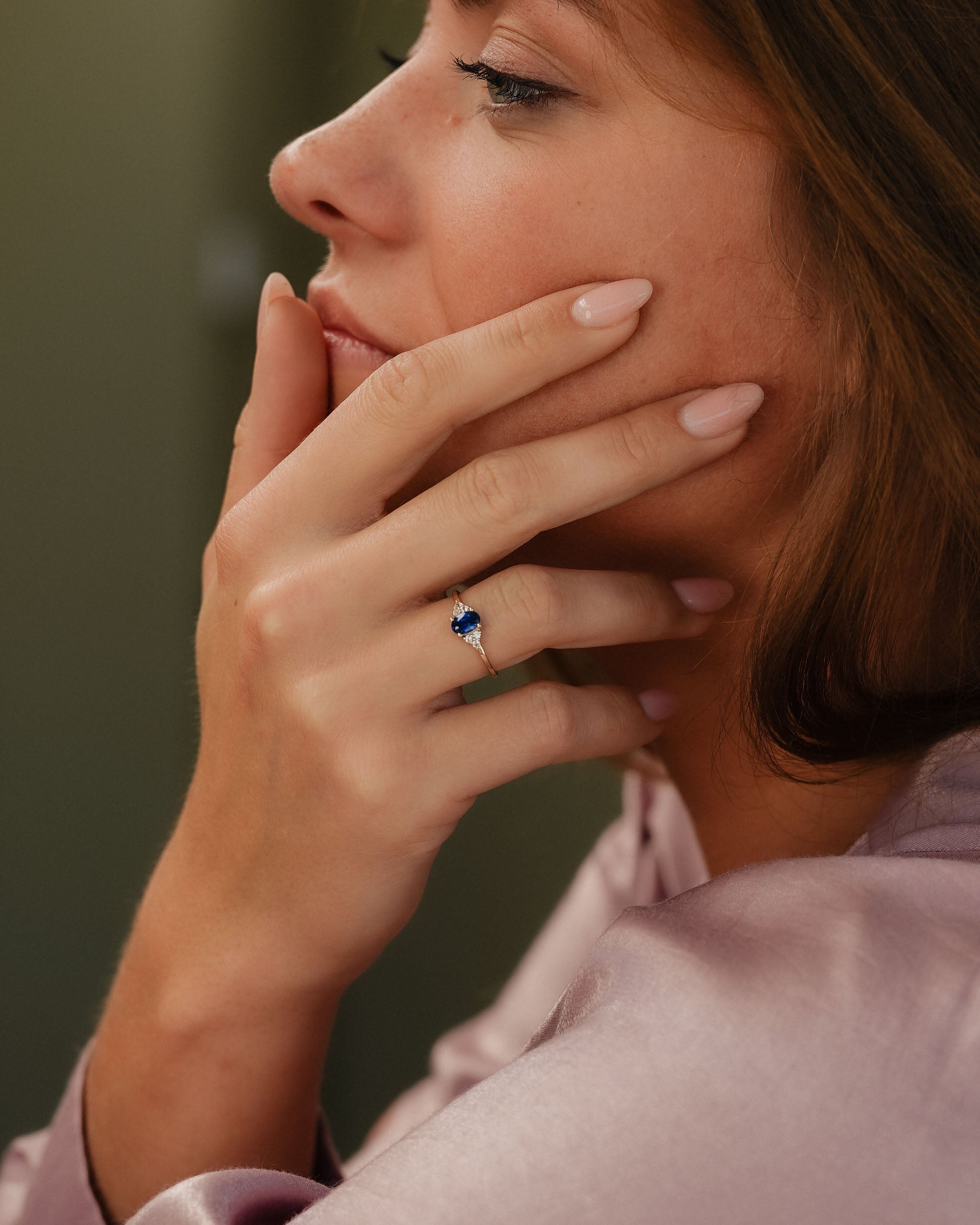 Ella | Saffier Solitaire & Diamant Ring