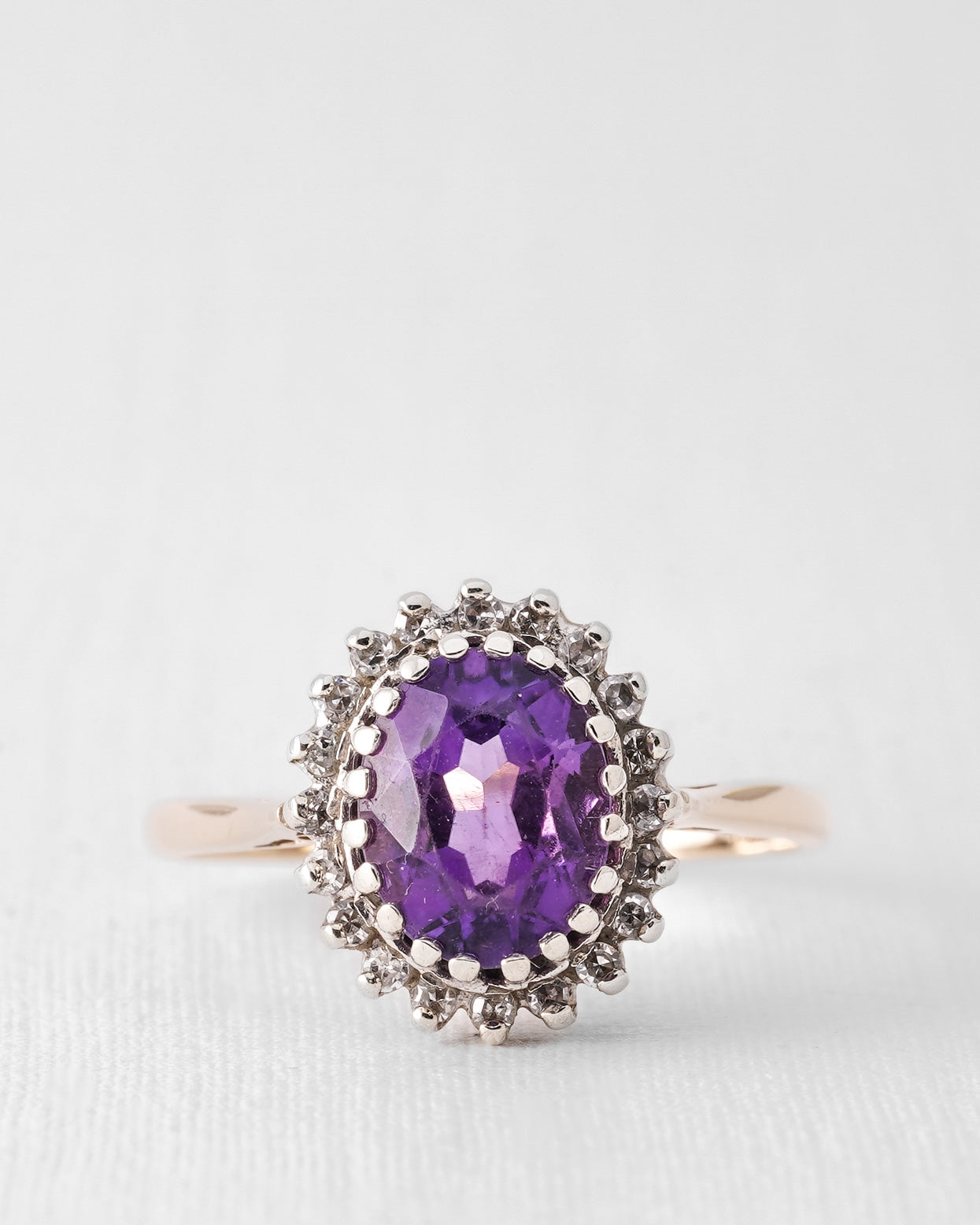 Yara | Vintage Amethyst and Diamond Cluster Ring