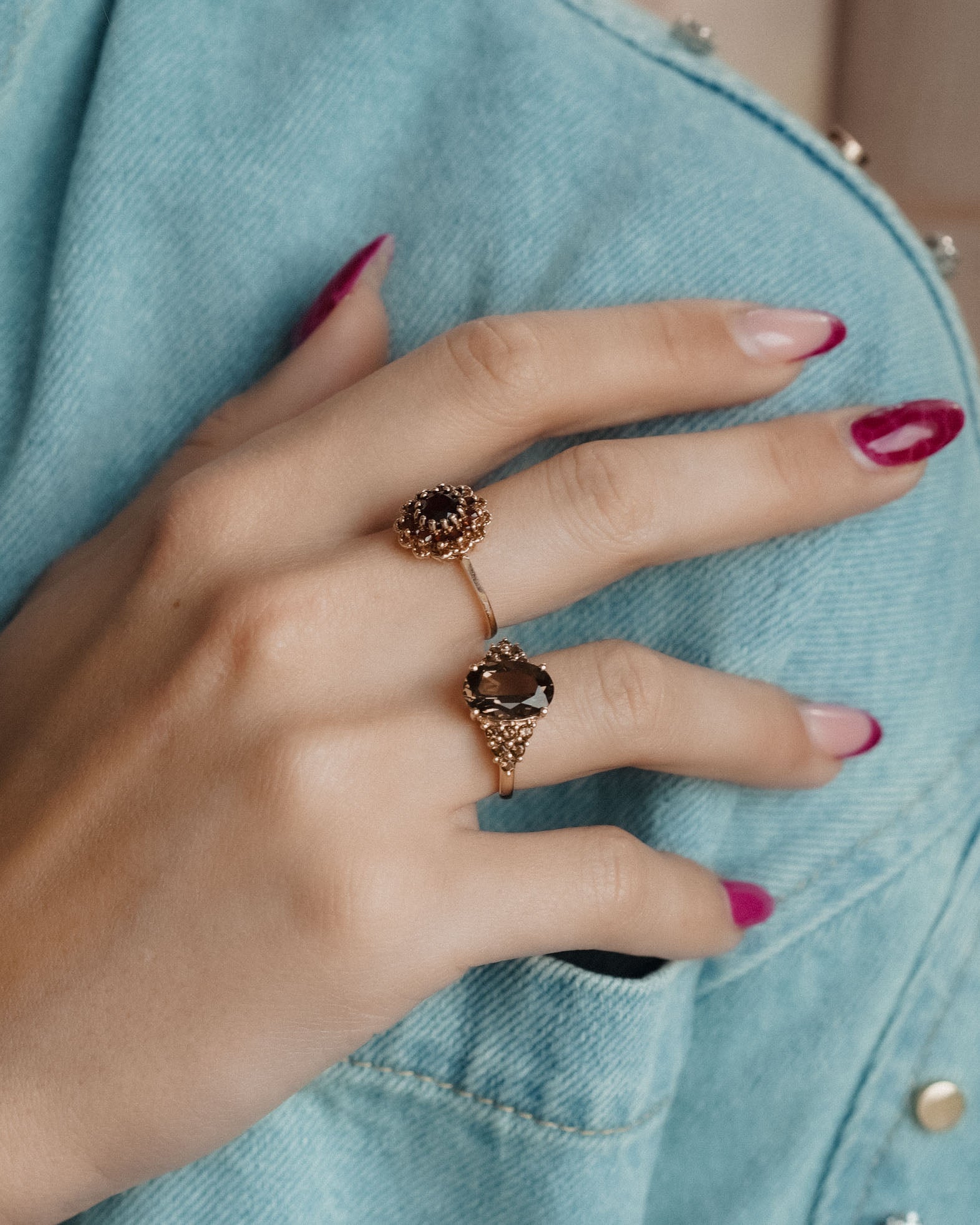 Valerina | Vintage Rookkwarts Cluster Ring - Menina Amsterdam