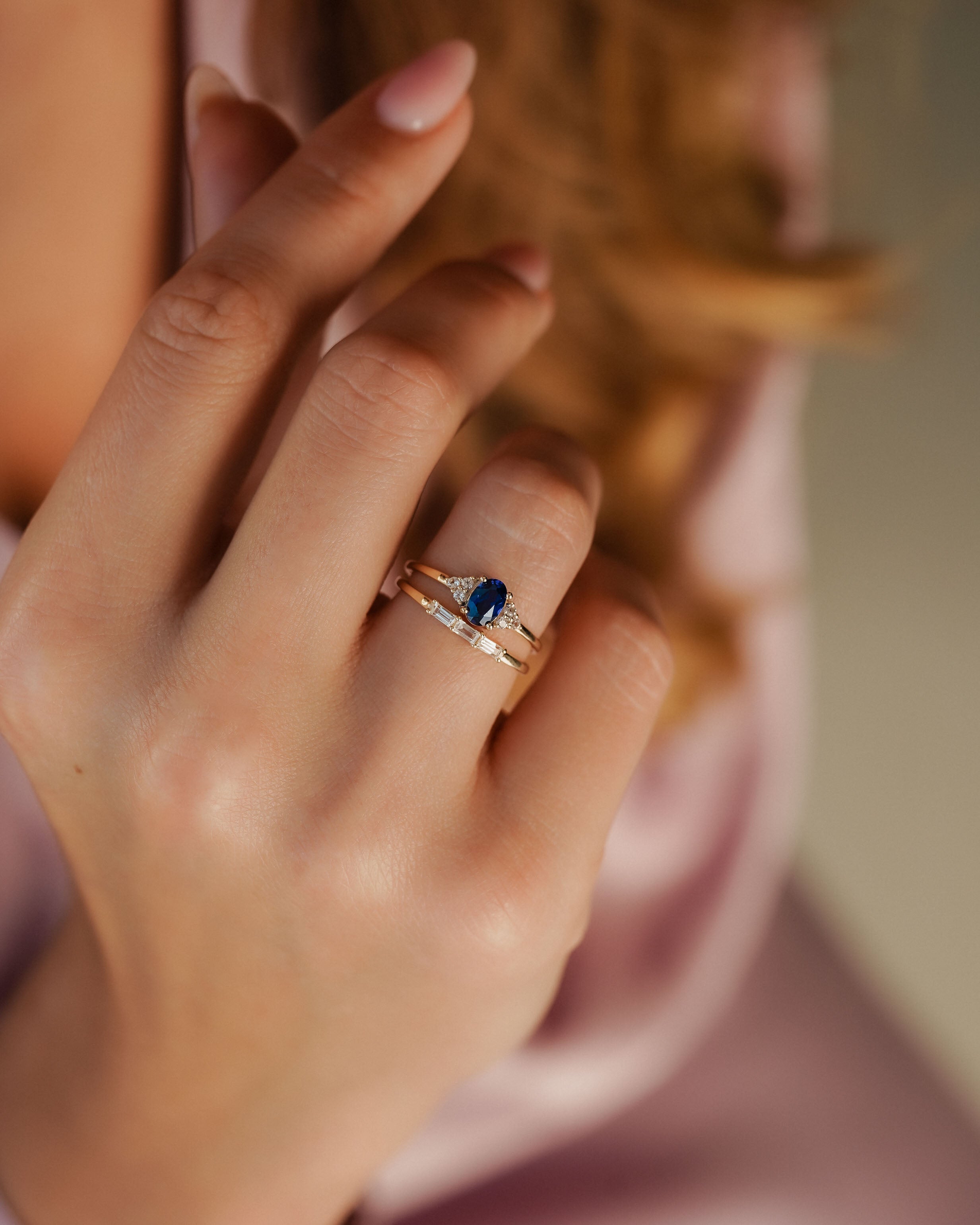 Ella | Saffier Solitaire & Diamant Ring