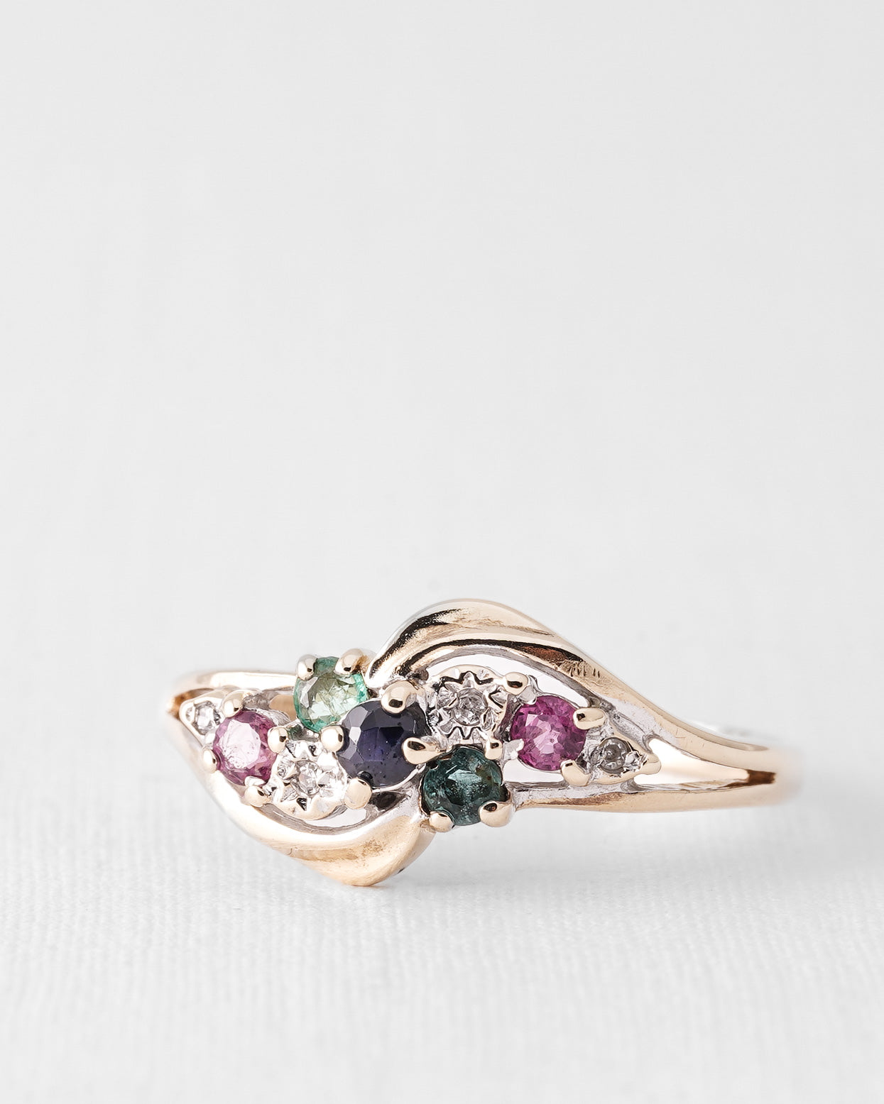 Elva | Vintage Ruby, Sapphire, Emerald, and Diamond Dress Ring