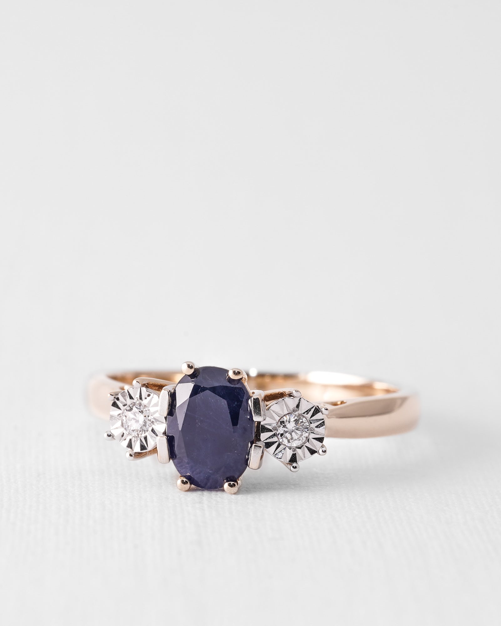 Irea | Vintage Saffier & Diamant Three-Stone Ring