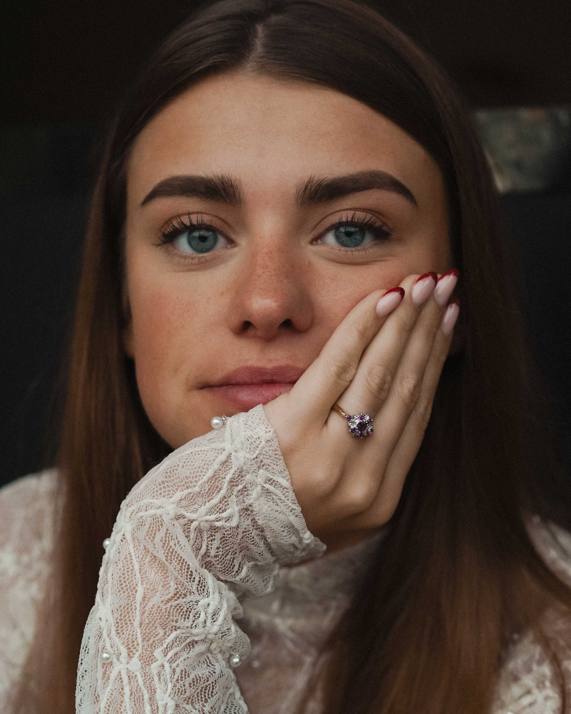 Marenne | Vintage Amethyst and Diamond Cluster Ring