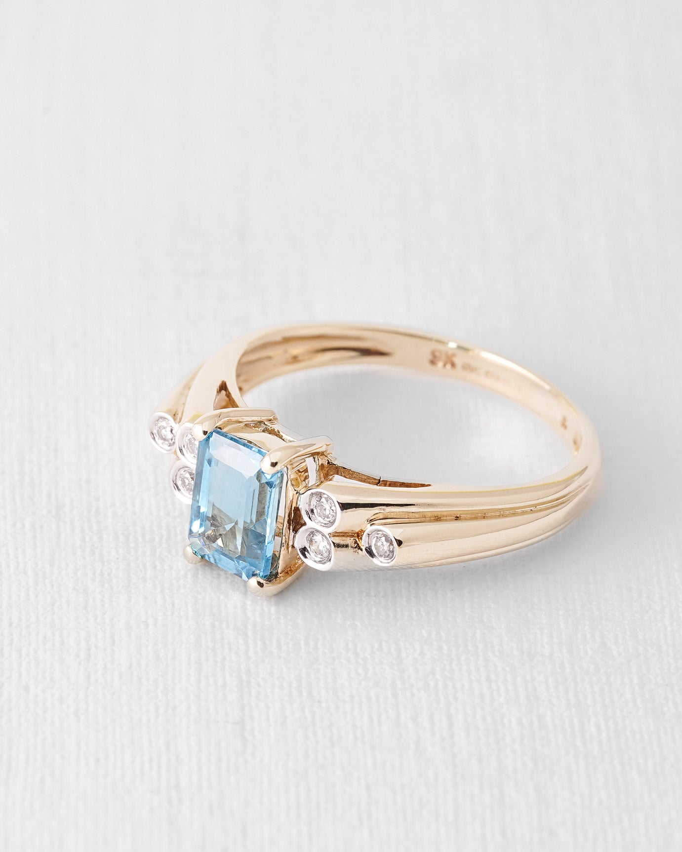 Elin | Vintage Topaz and Diamond Solitaire Ring