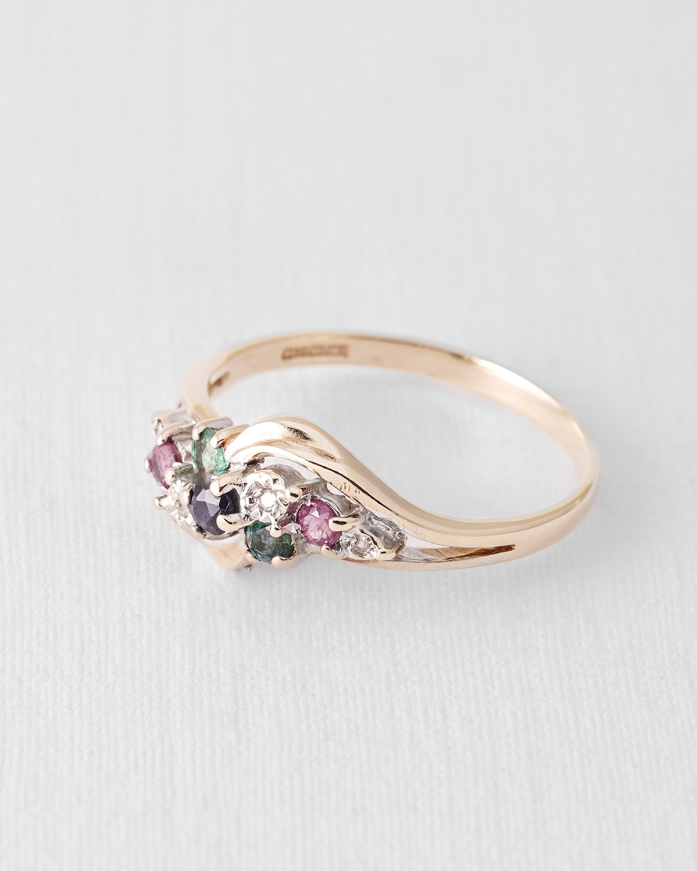 Elva | Vintage Ruby, Sapphire, Emerald, and Diamond Dress Ring