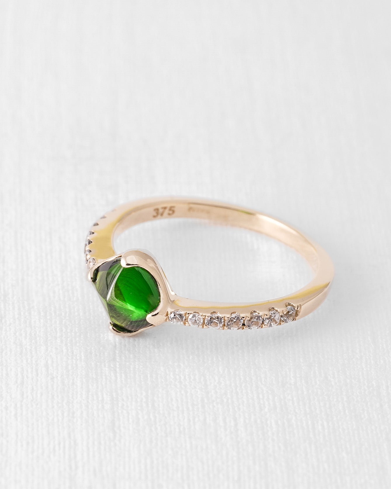Mirella | Vintage Diopside and White Sapphire Solitaire Ring