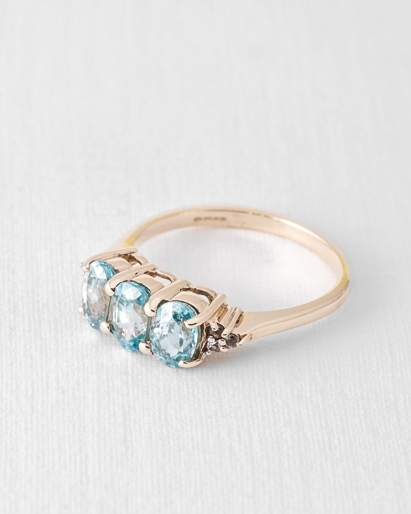 Mahlin | Vintage Diamond and Blue Topaz Three-Stone Ring