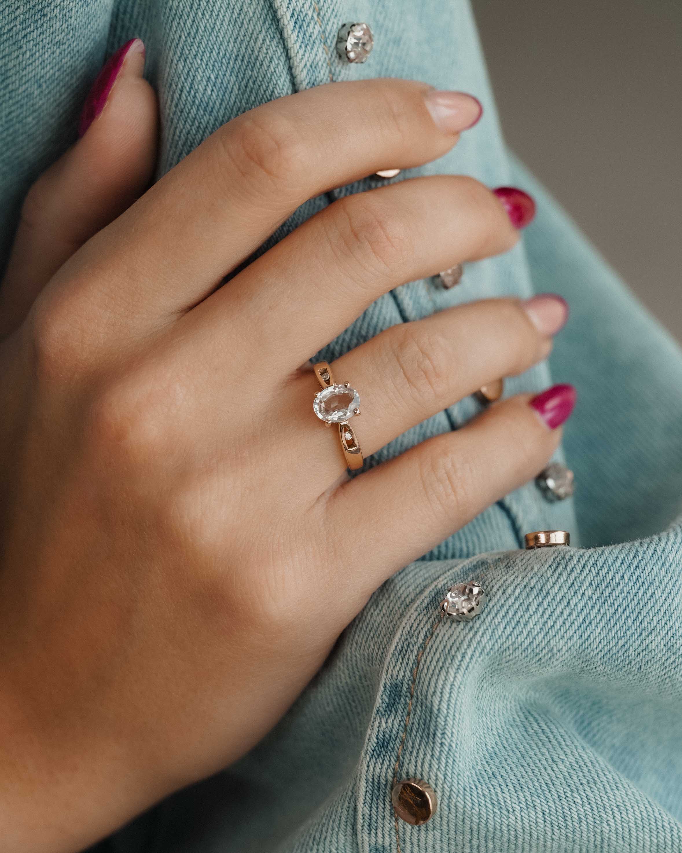 (05-03) Noéline | Vintage Aquamarijn & Diamant Ring - Menina Amsterdam