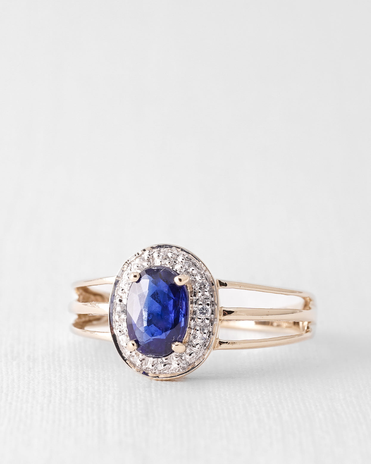 Elara | Vintage Kyanite and White Sapphire Solitaire Ring