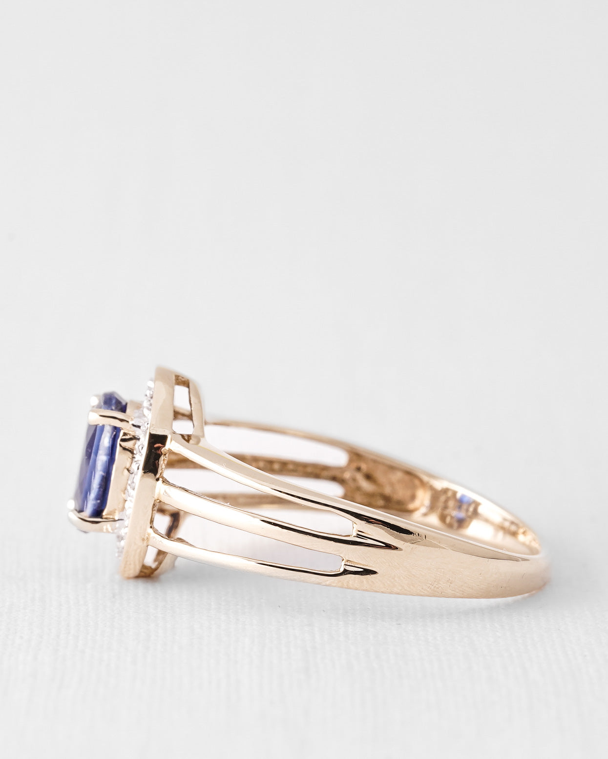 Elara | Vintage Kyanite and White Sapphire Solitaire Ring