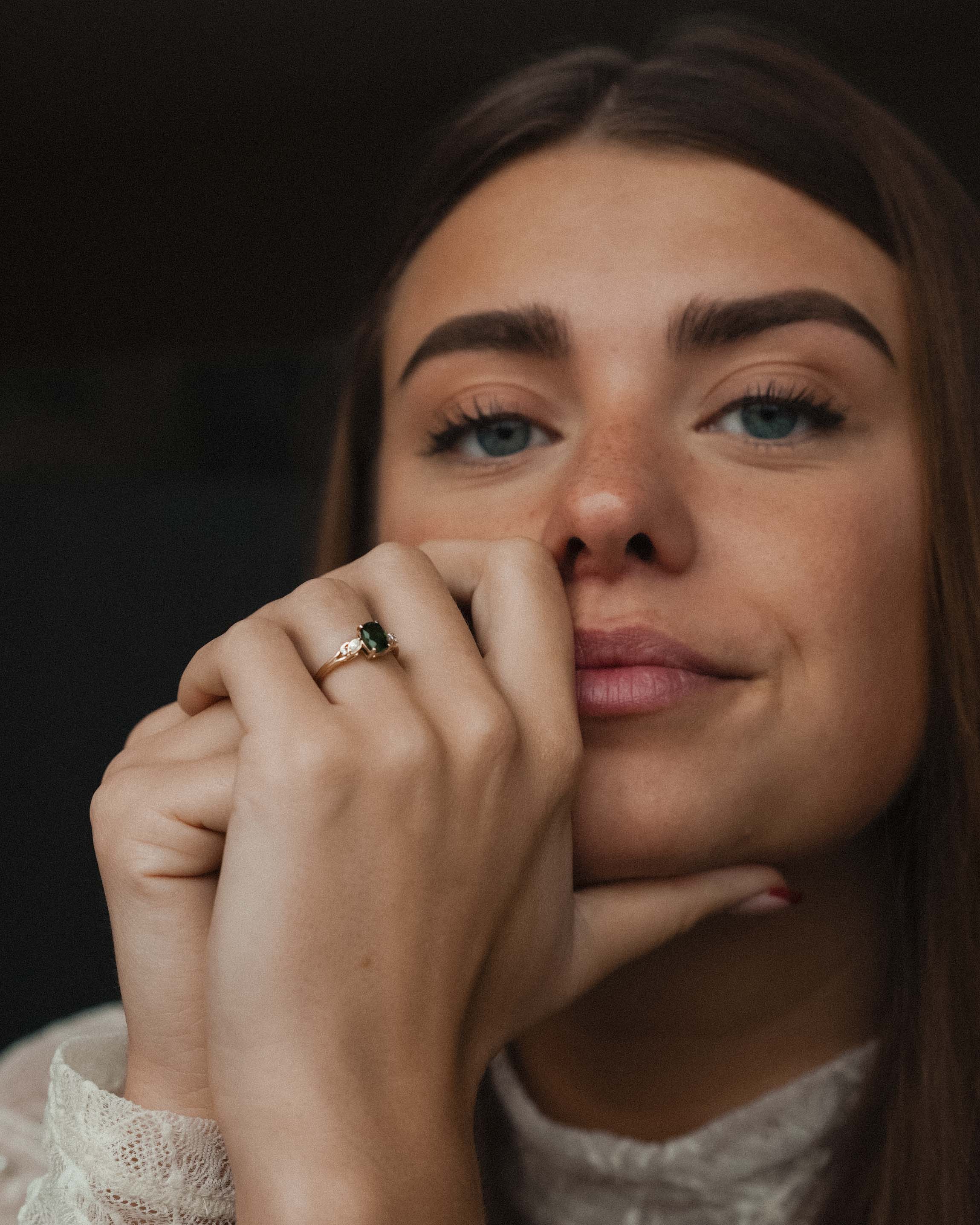 Miralyn | Vintage Diopside and White Sapphire Solitaire Ring