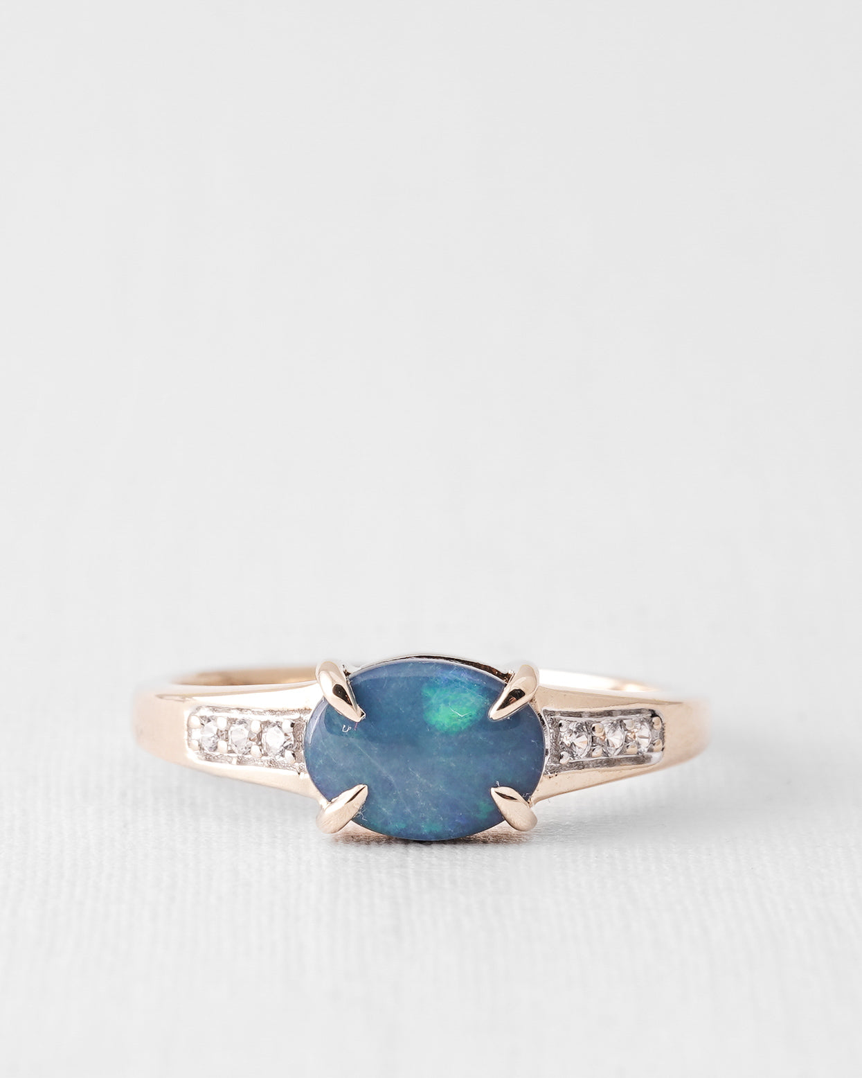 Nali | Vintage Opal Doublet and White Sapphire Solitaire Ring