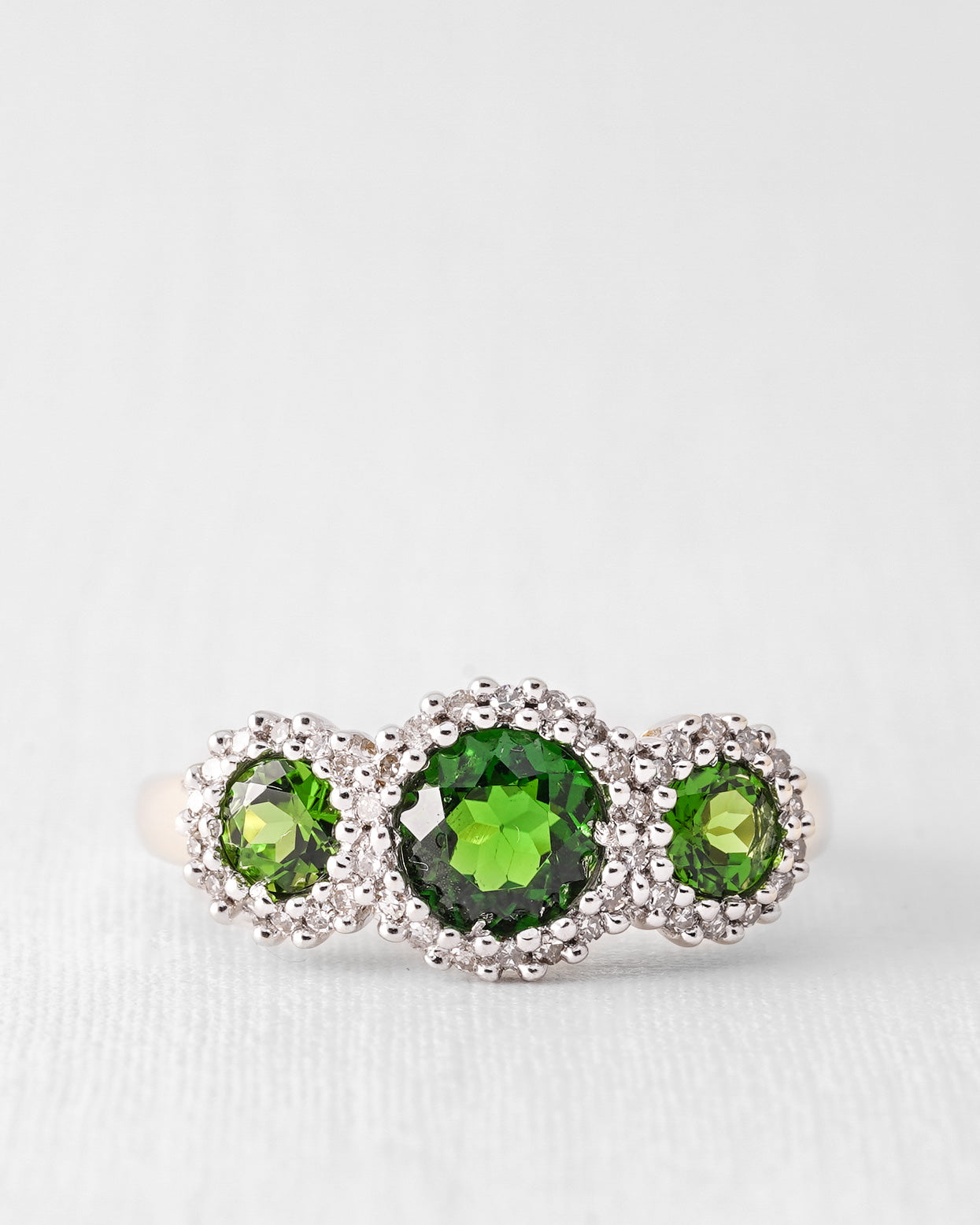 Lirany | Vintage Diopsiet en Diamant Three-Stone Ring