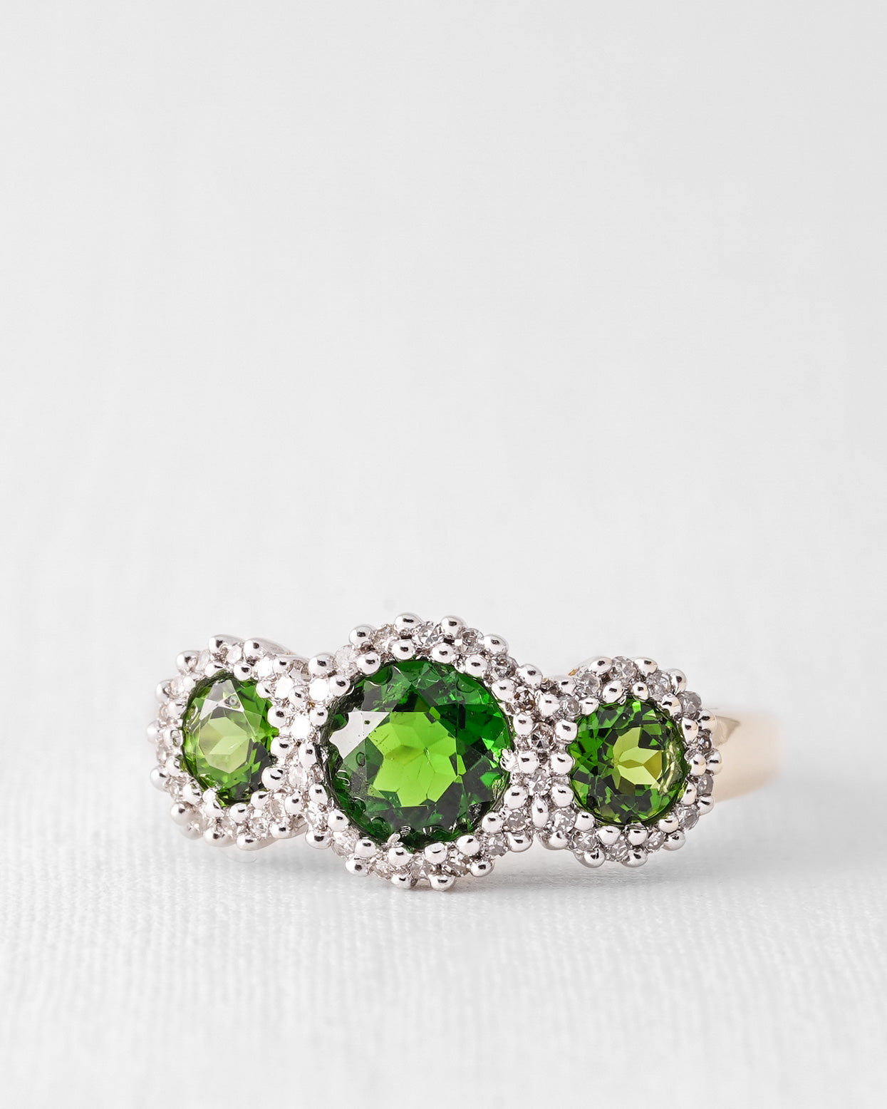 Lirany | Vintage Diopside and Diamond Three-Stone Ring