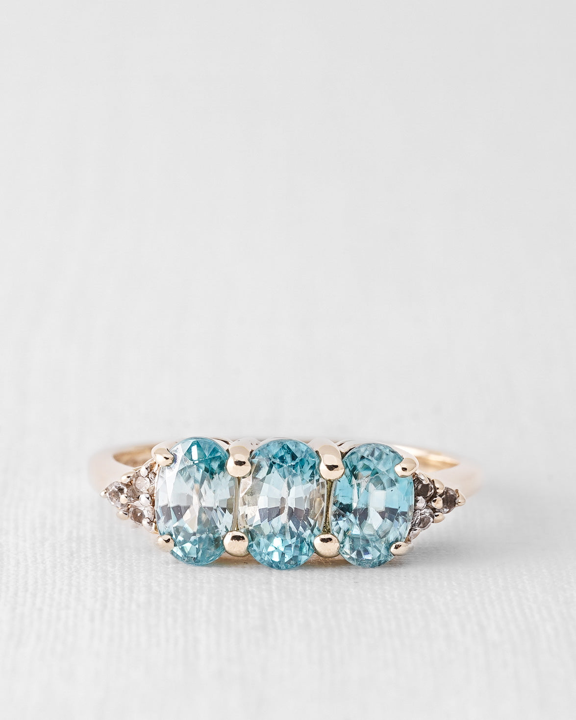 Mahlin | Vintage Diamond and Blue Topaz Three-Stone Ring