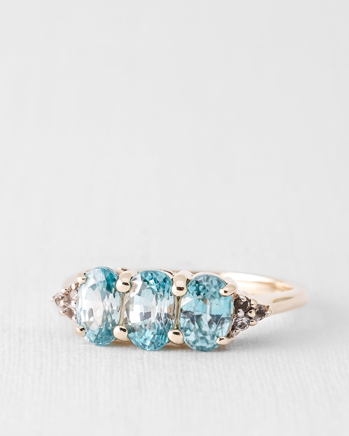 Mahlin | Vintage Diamond and Blue Topaz Three-Stone Ring