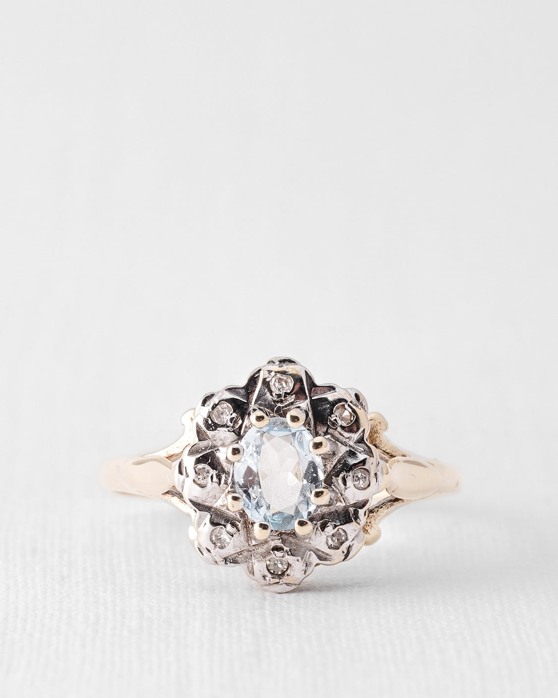 Alora | Vintage Topaz and Diamond Cluster Ring