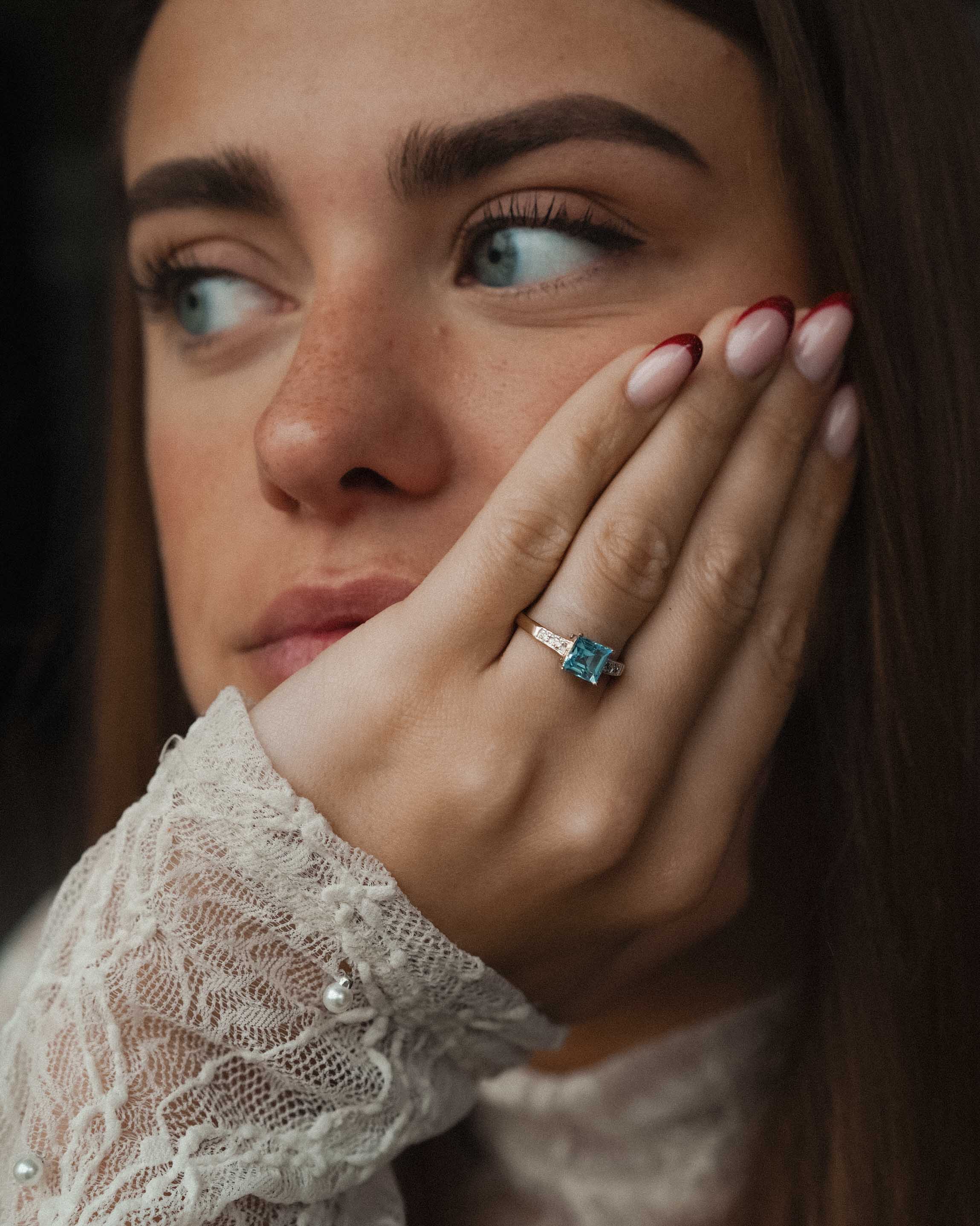 Cyra | Vintage Topaz and Diamond Ring