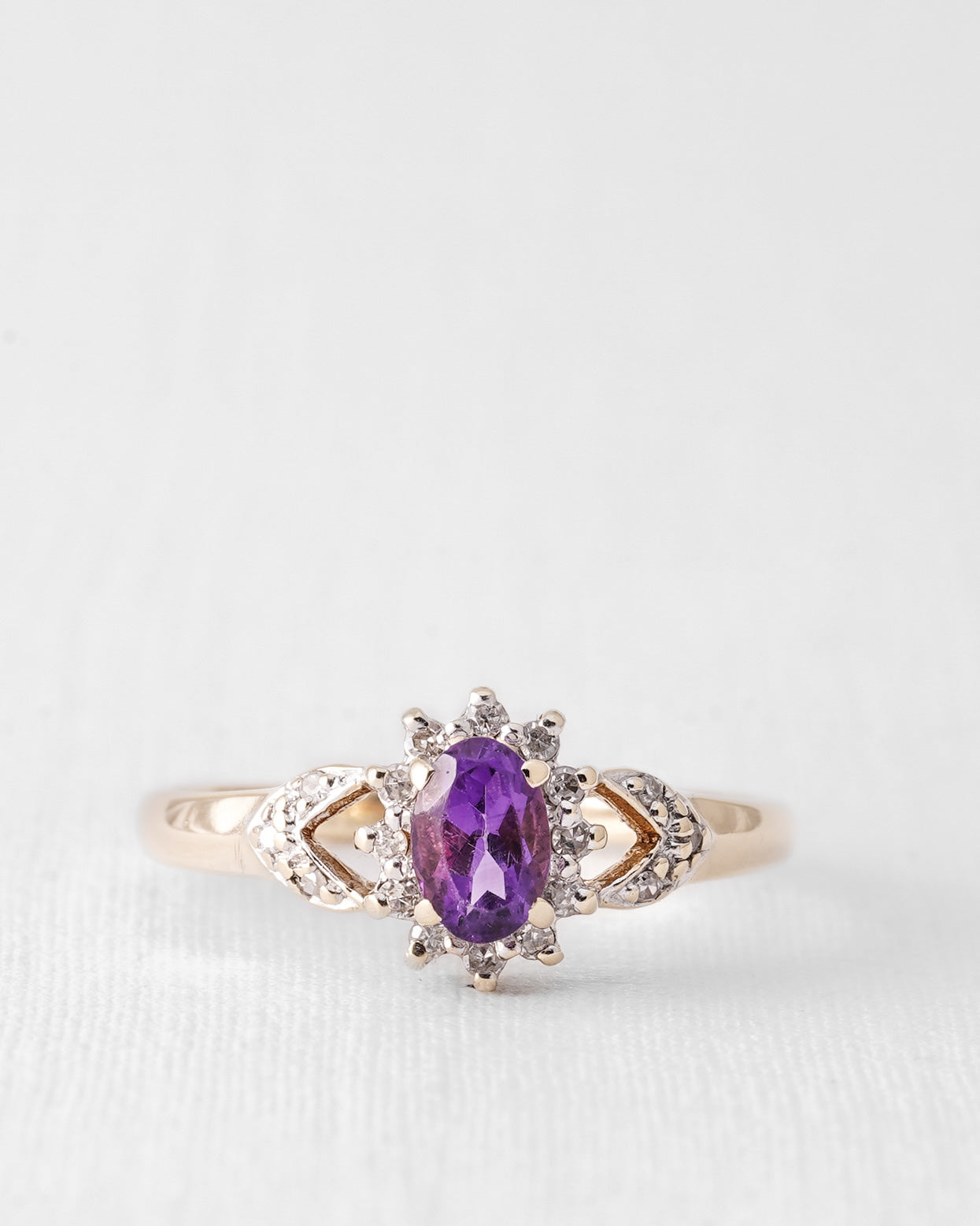 Thalia | Vintage Amethyst and Diamond Solitaire Ring