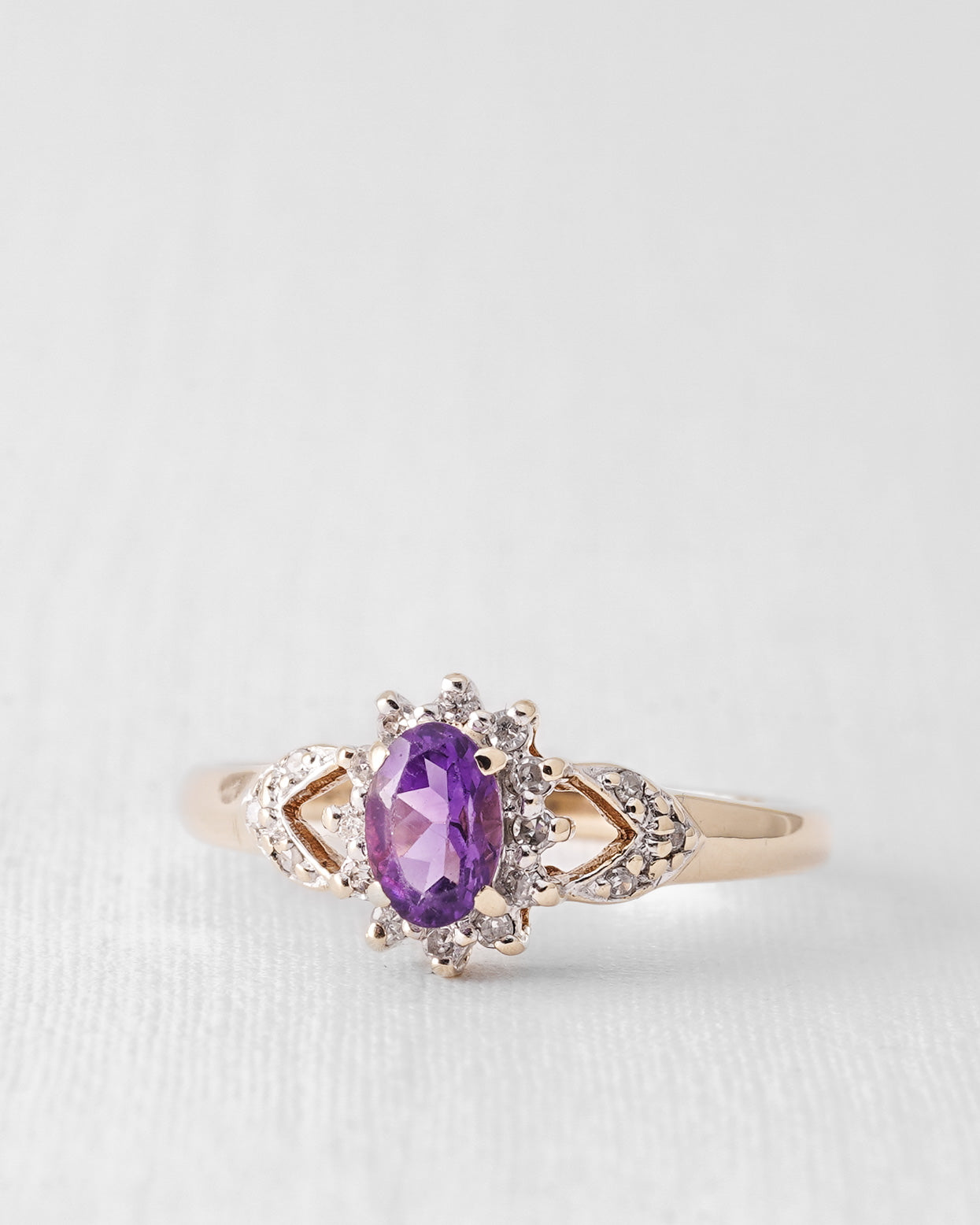Thalia | Vintage Amethyst and Diamond Solitaire Ring