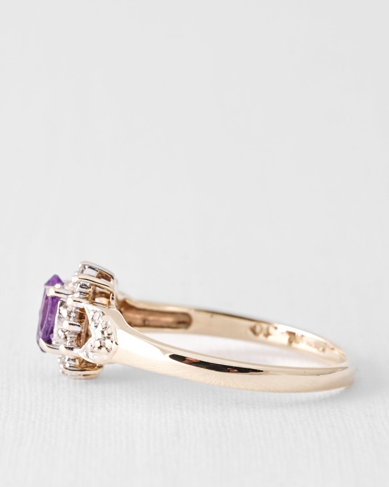 Thalia | Vintage Amethyst and Diamond Solitaire Ring