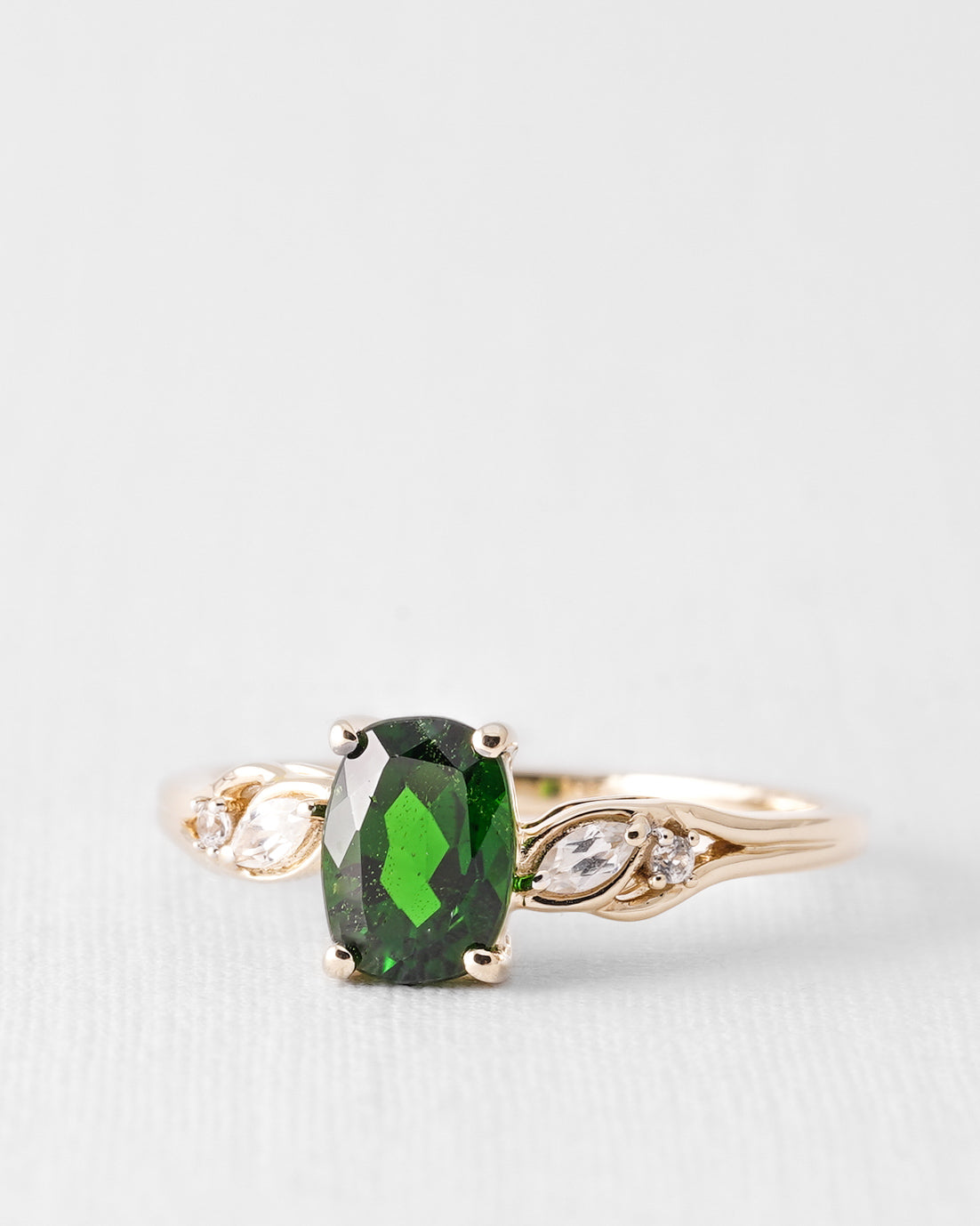 Miralyn | Vintage Diopside and White Sapphire Solitaire Ring