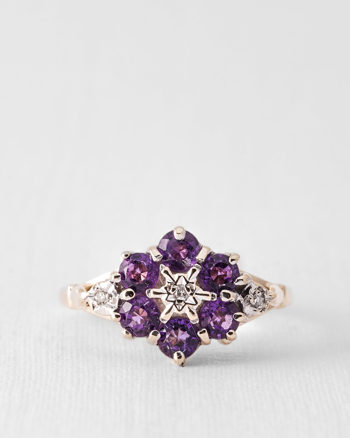 Lyris | Vintage Amethyst and Diamond Cluster Ring