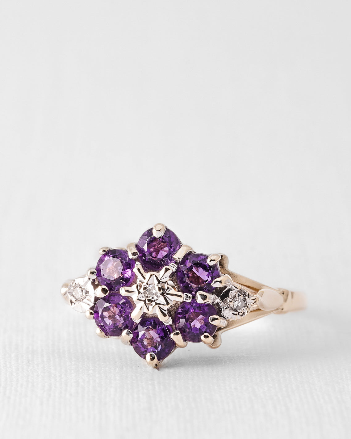 Lyris | Vintage Amethyst and Diamond Cluster Ring