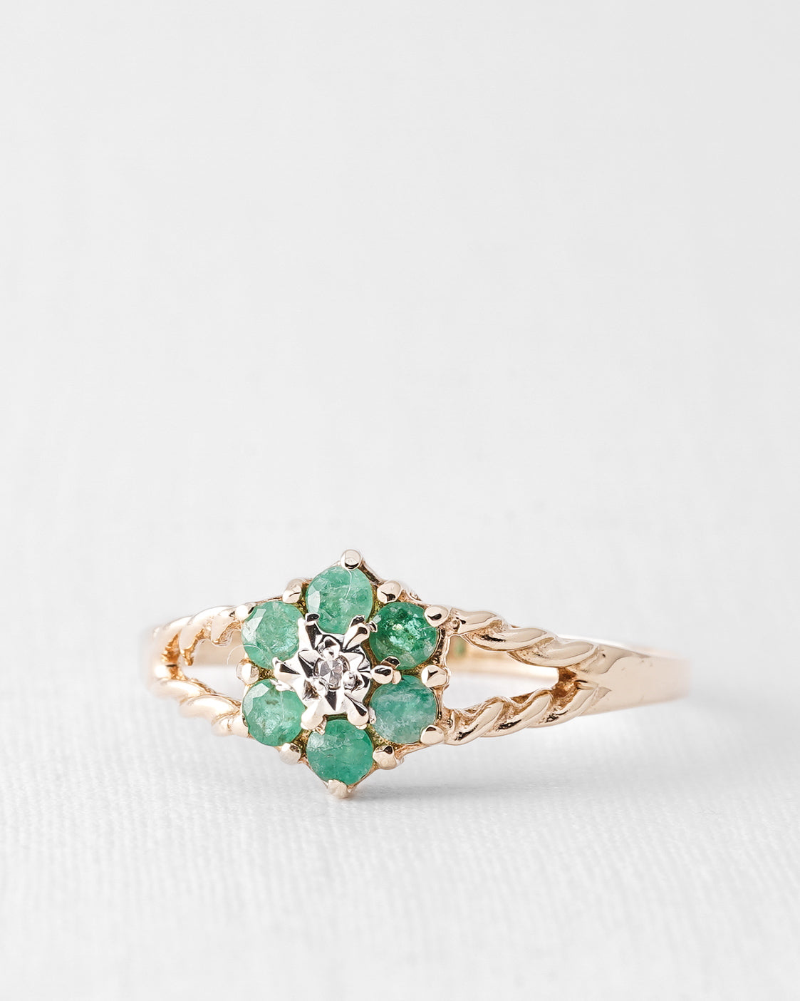 Emerelle | Vintage Emerald and Diamond Cluster Ring