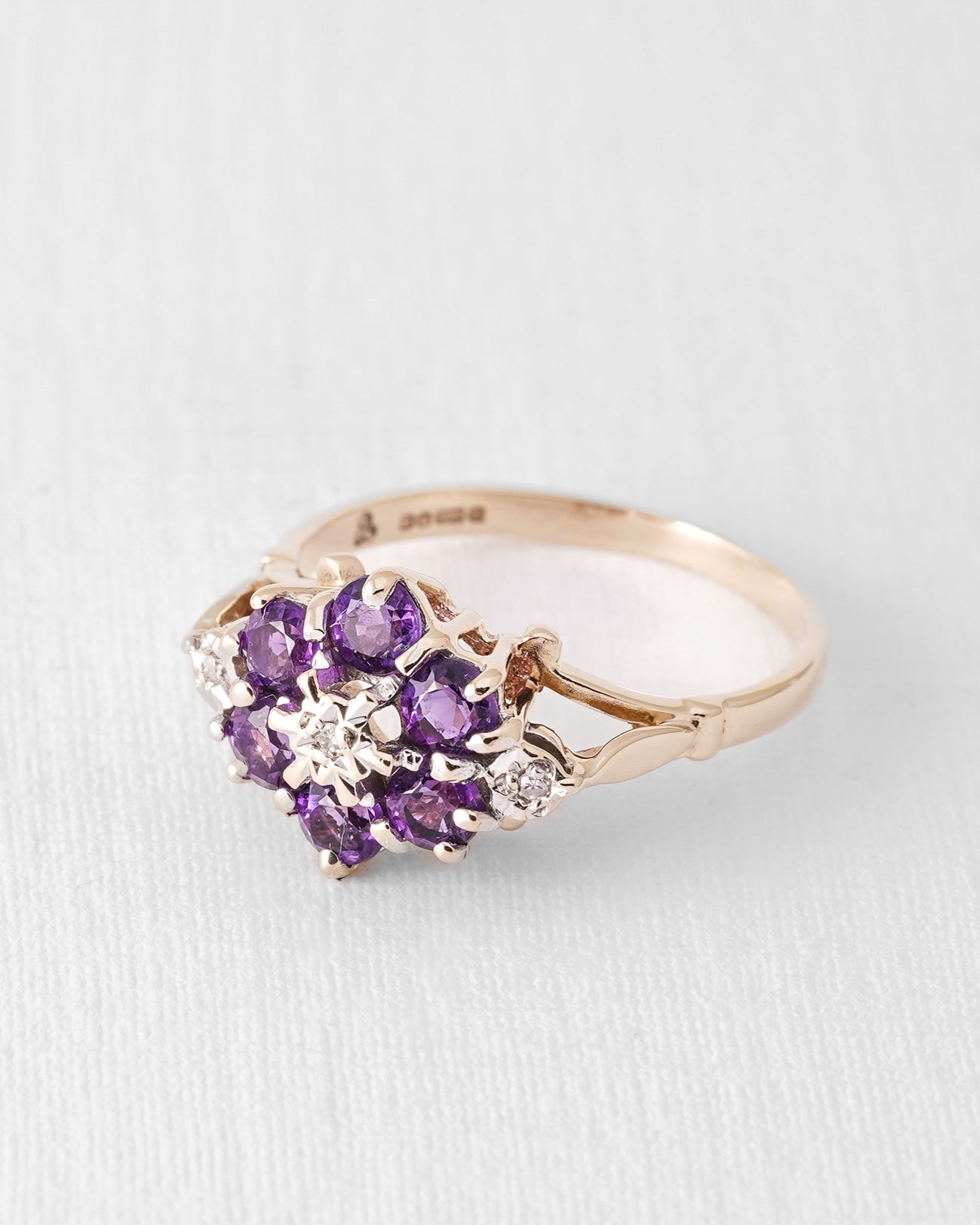 Lyris | Vintage Amethyst and Diamond Cluster Ring