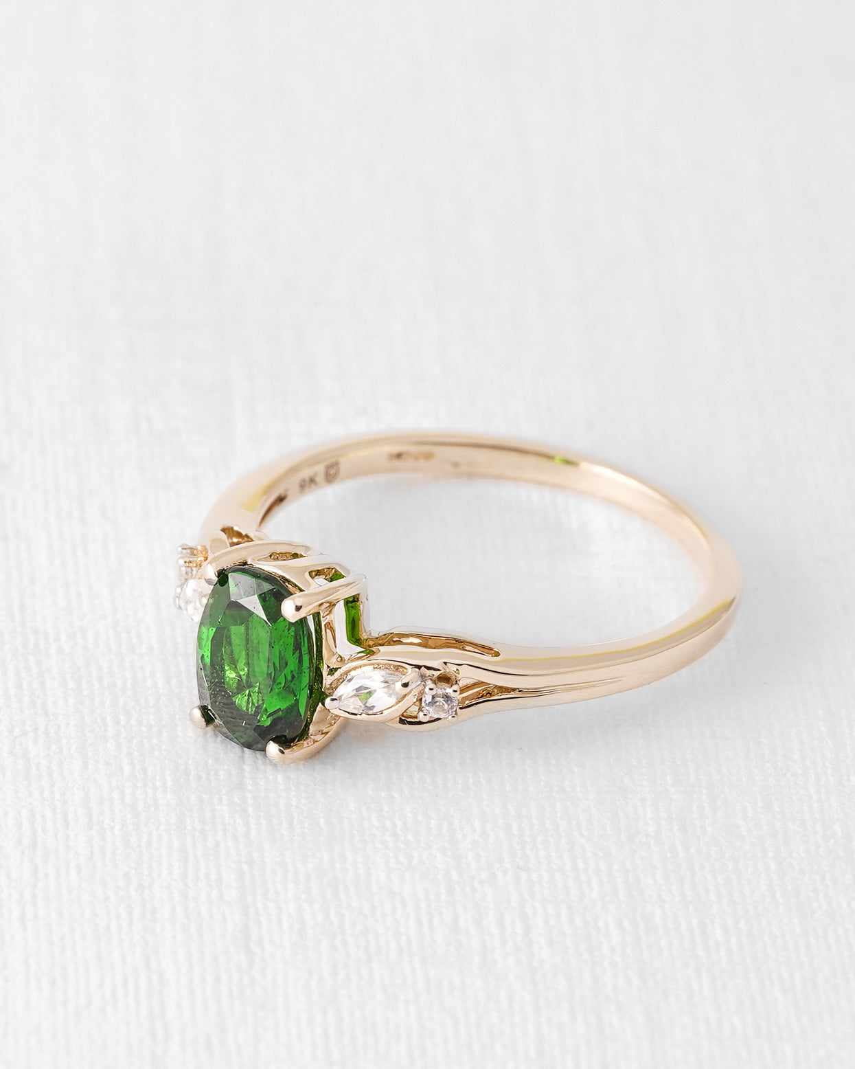 Miralyn | Vintage Diopside and White Sapphire Solitaire Ring