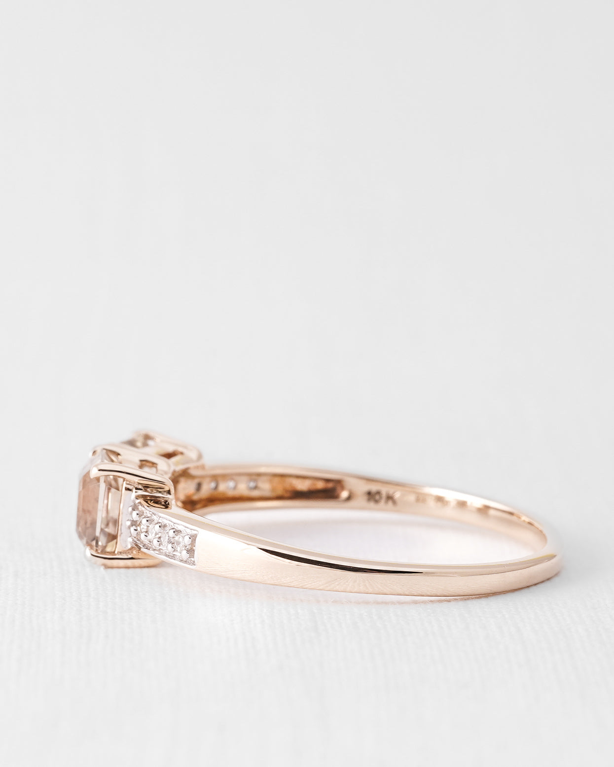 Caralune | Vintage Quartz and Diamond Solitaire Ring