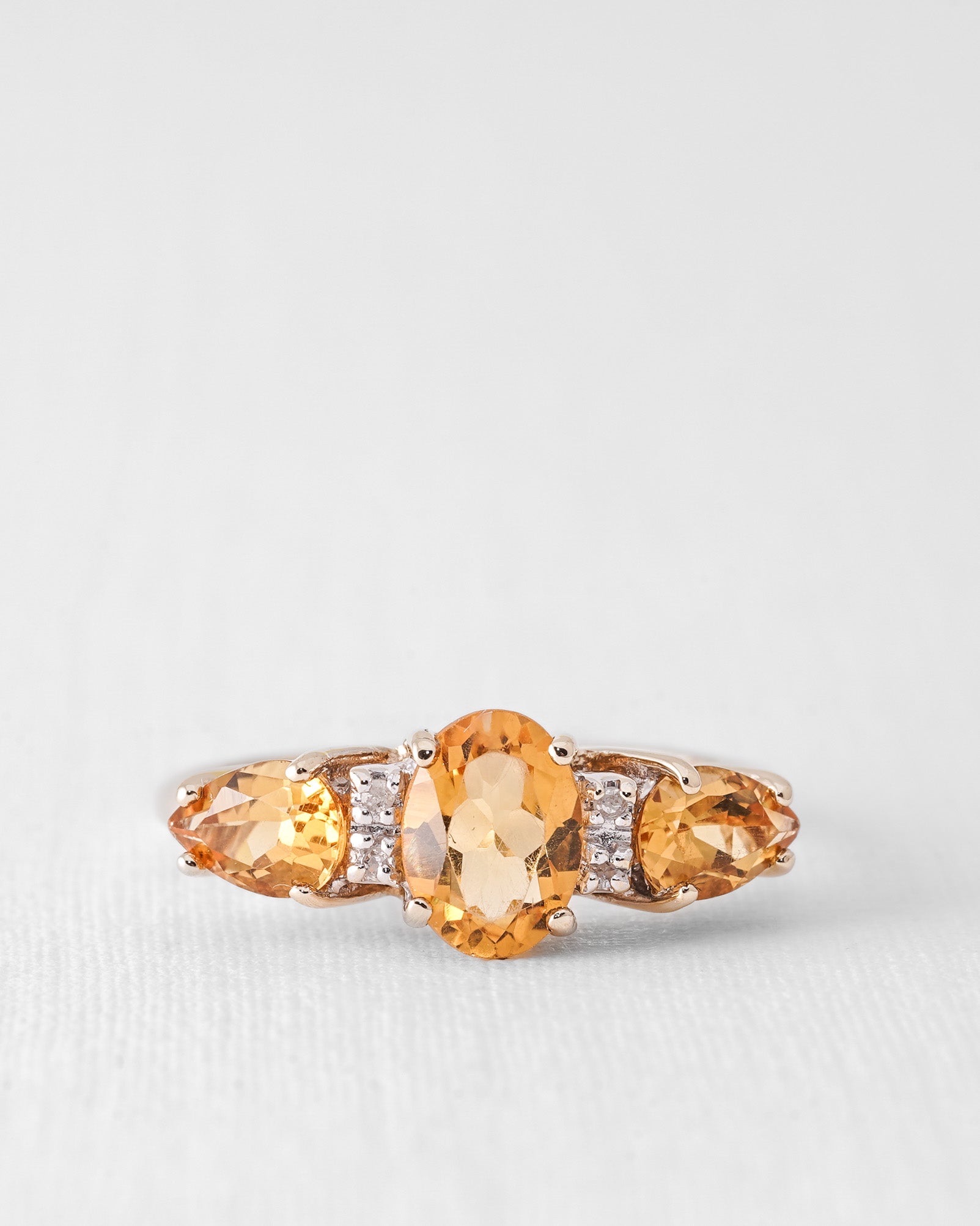 Citreya | Vintage Citrien & Diamant Three-Stone Ring